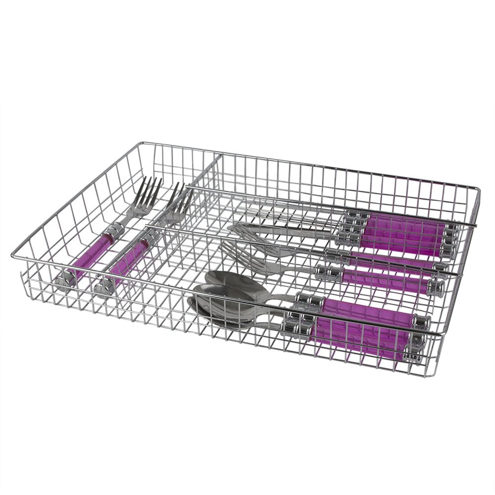 Home Basics Chrome Plated Steel Cutlery And Flatware Tray
