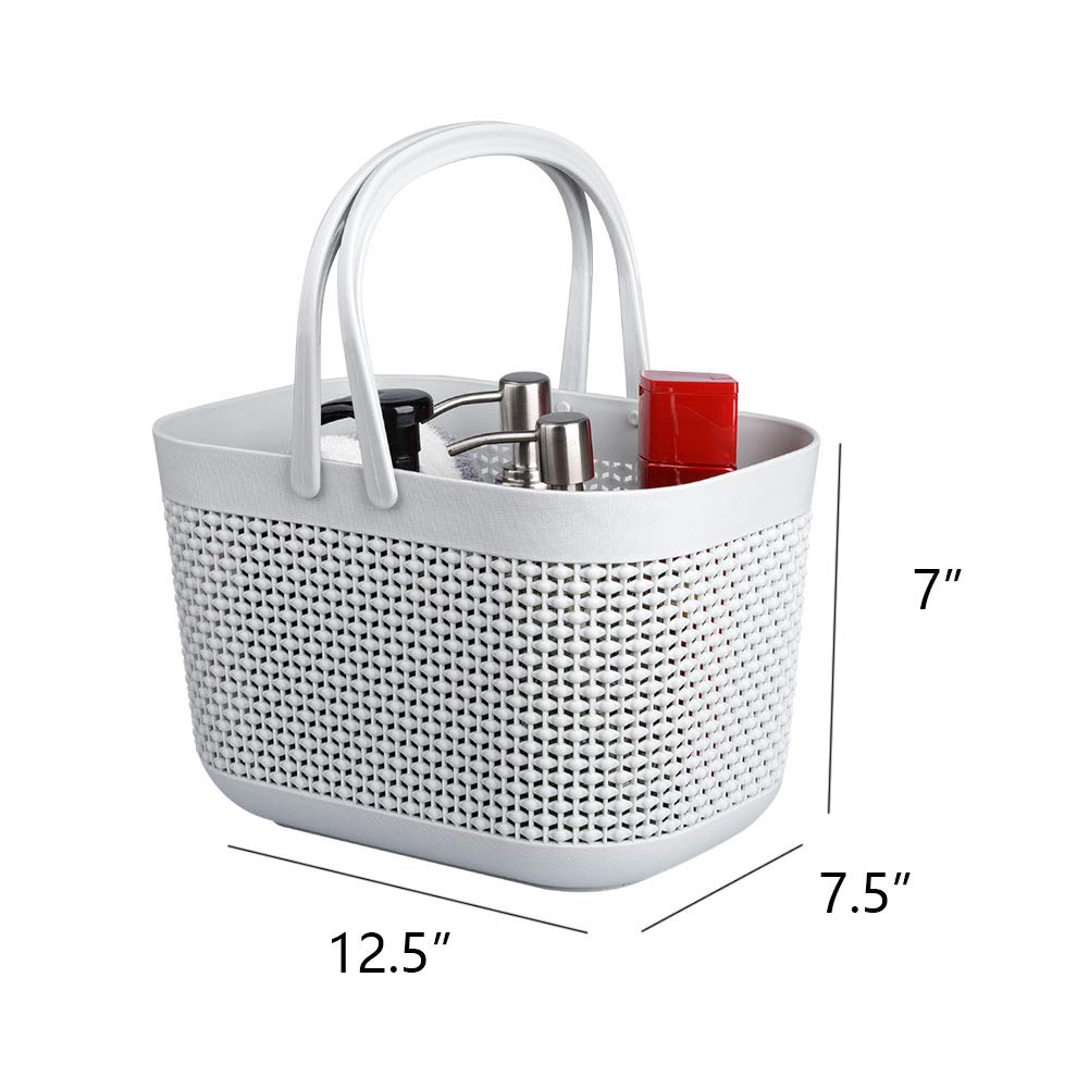 UUJOLY Plastic Organizer Storage Baskets with Handles  Shower Caddy Bins Organizer for Bathroom and kitchen(Grey