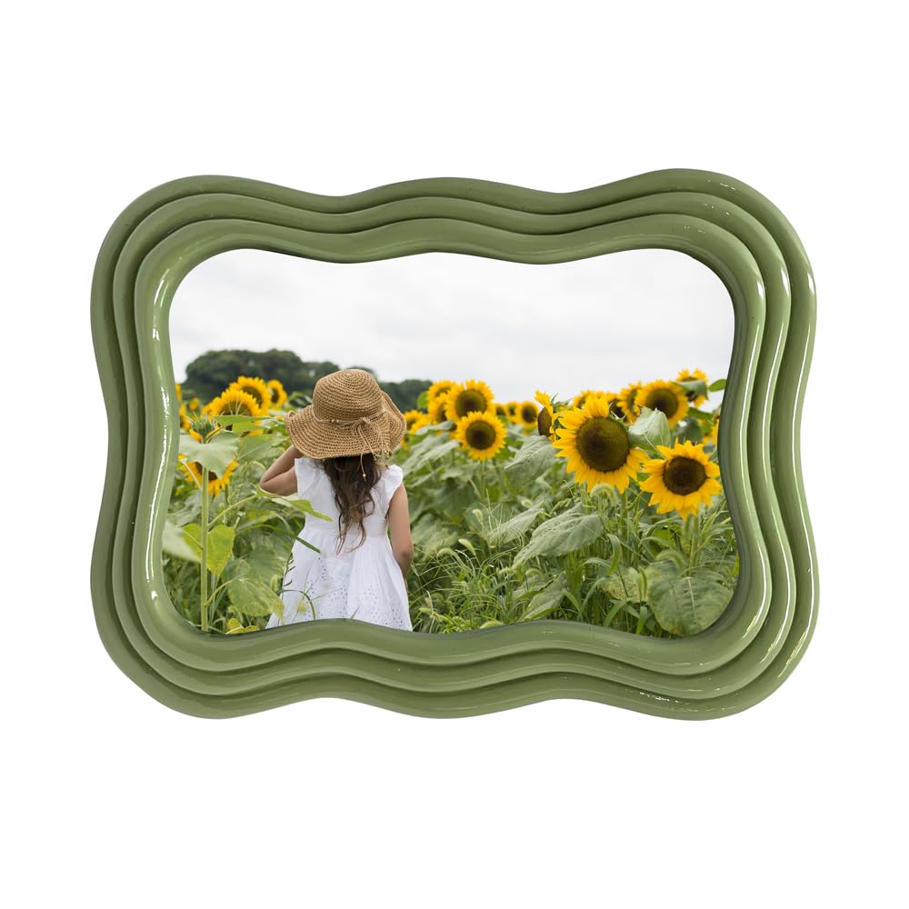 Isaac Jacobs 4x6 Green Curved Deco Frame for Tabletop and Wall Display, Decorative Art, Design, Home D  cor, Gift (4x6, Green)