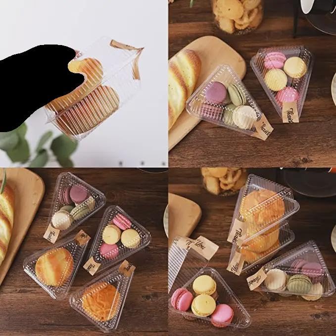 25 Cake Slice Containers With Lids | Hinged Medium Disposable Plastic Cake Containers | Clear Cheesecake Container, Individual C