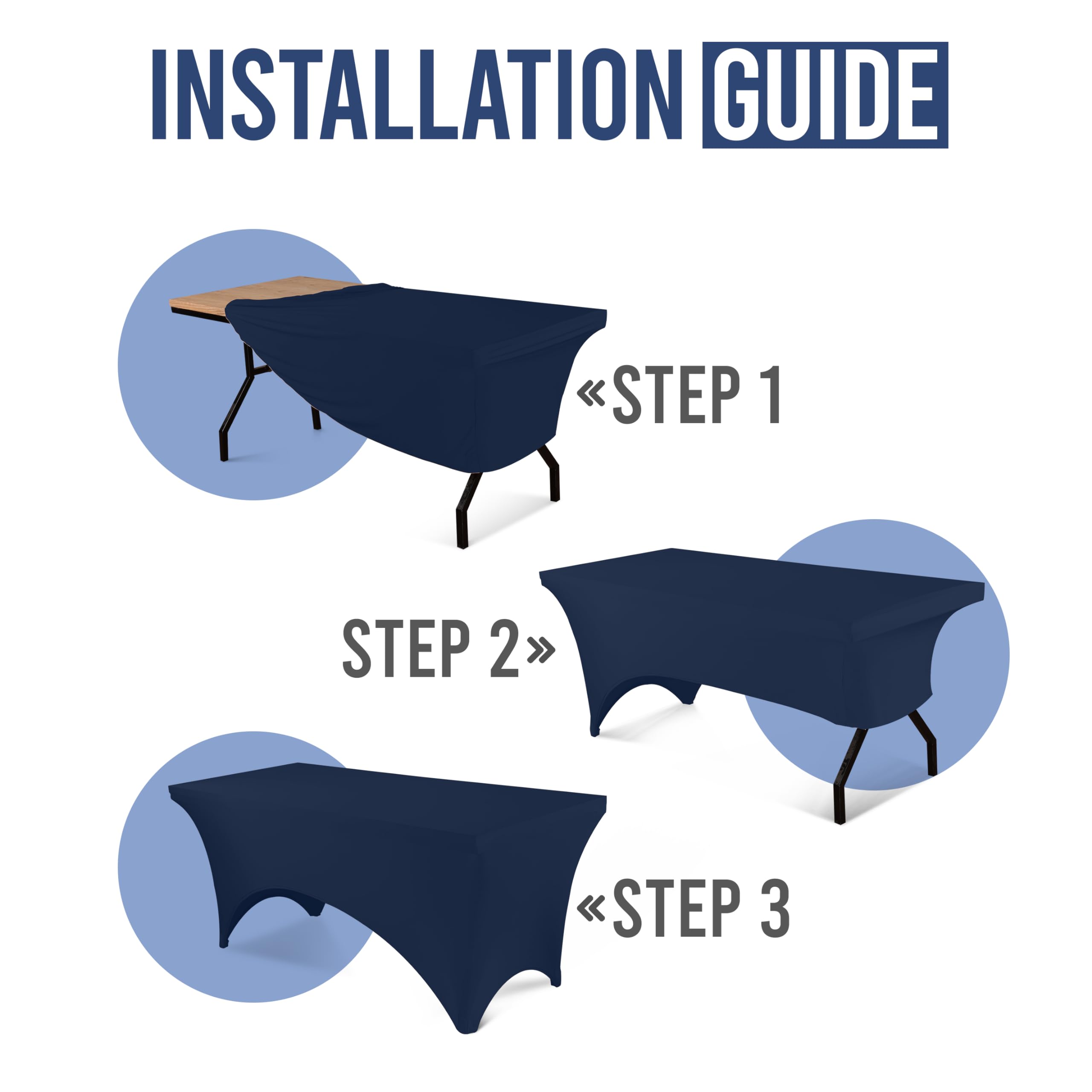 Utopia Kitchen 6Ft Spandex Table Cloth Rectangle [1 Pack, Navy Blue] 200Gsm Premium Stretch, Lycra, Washable And Wrinkle Resista