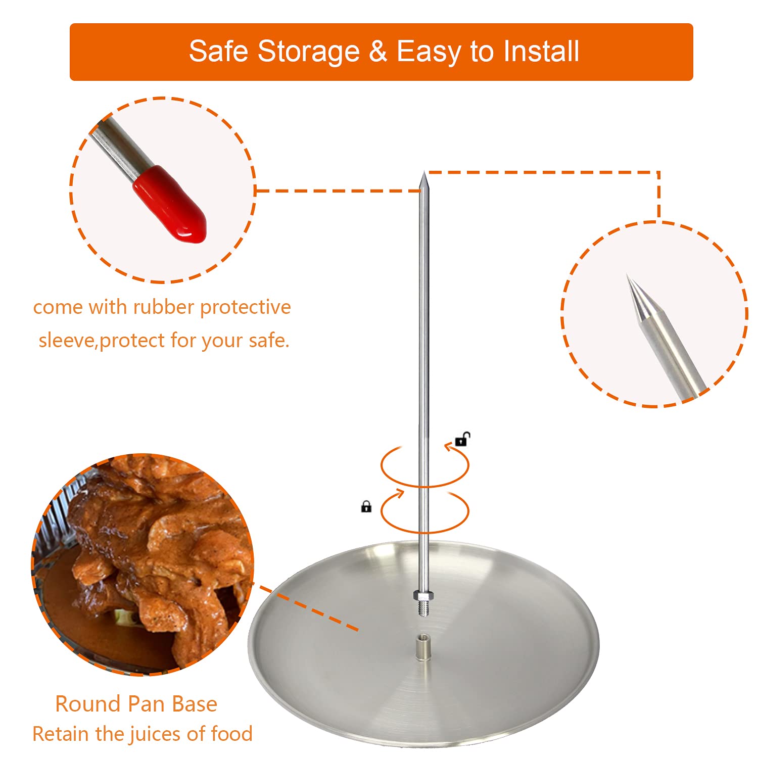 Dolamoty Bbq Vertical Rotisserie Vertical Skewer For Al Pastor Chicken Gyro Meat Hack Gaucho, For Home Made Tacos Al Pastor, Sha