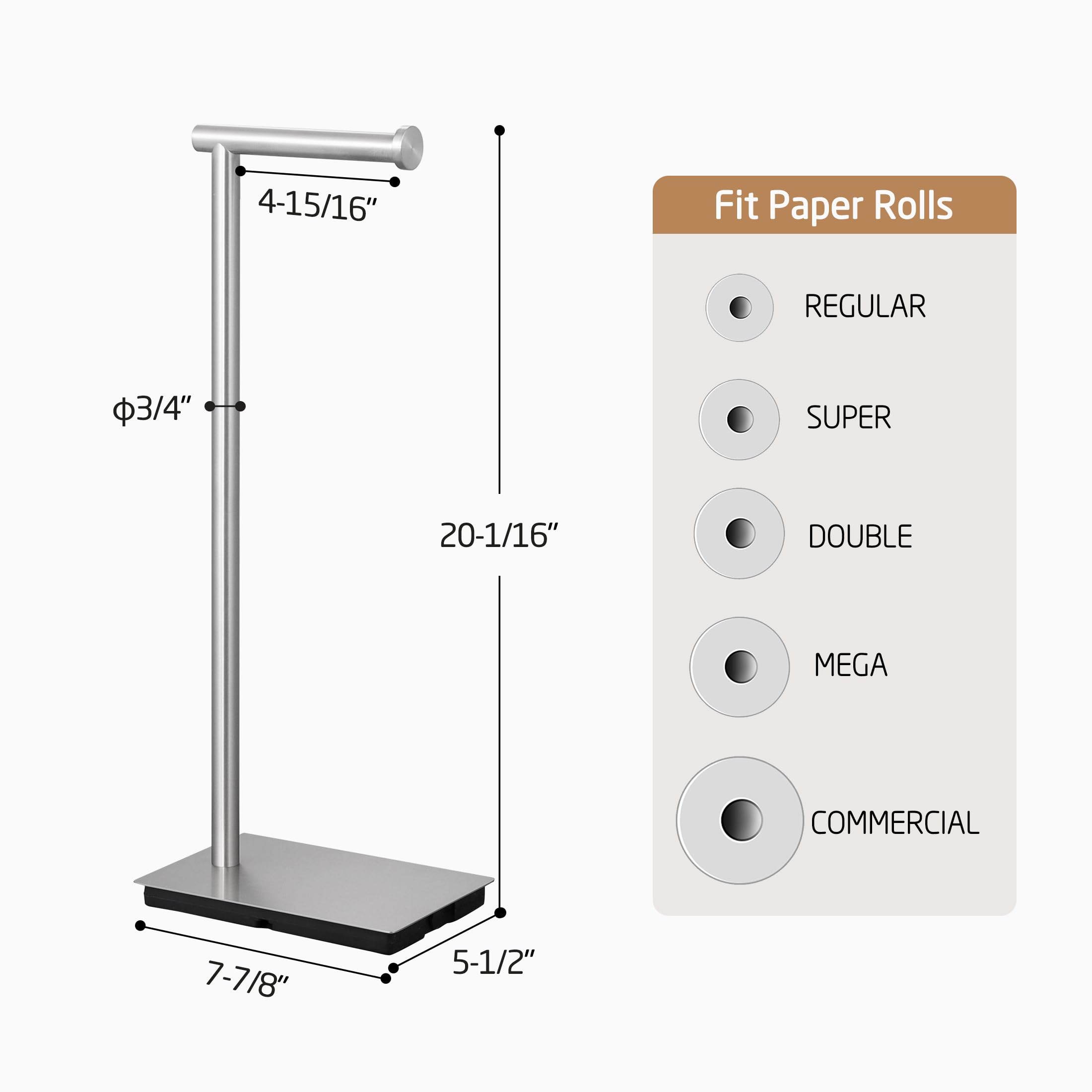 Kes Freestanding Toilet Paper Holder Stand Bathroom Toilet Paper Storage Stainless Steel Brushed Steel, Bph286S1A-2