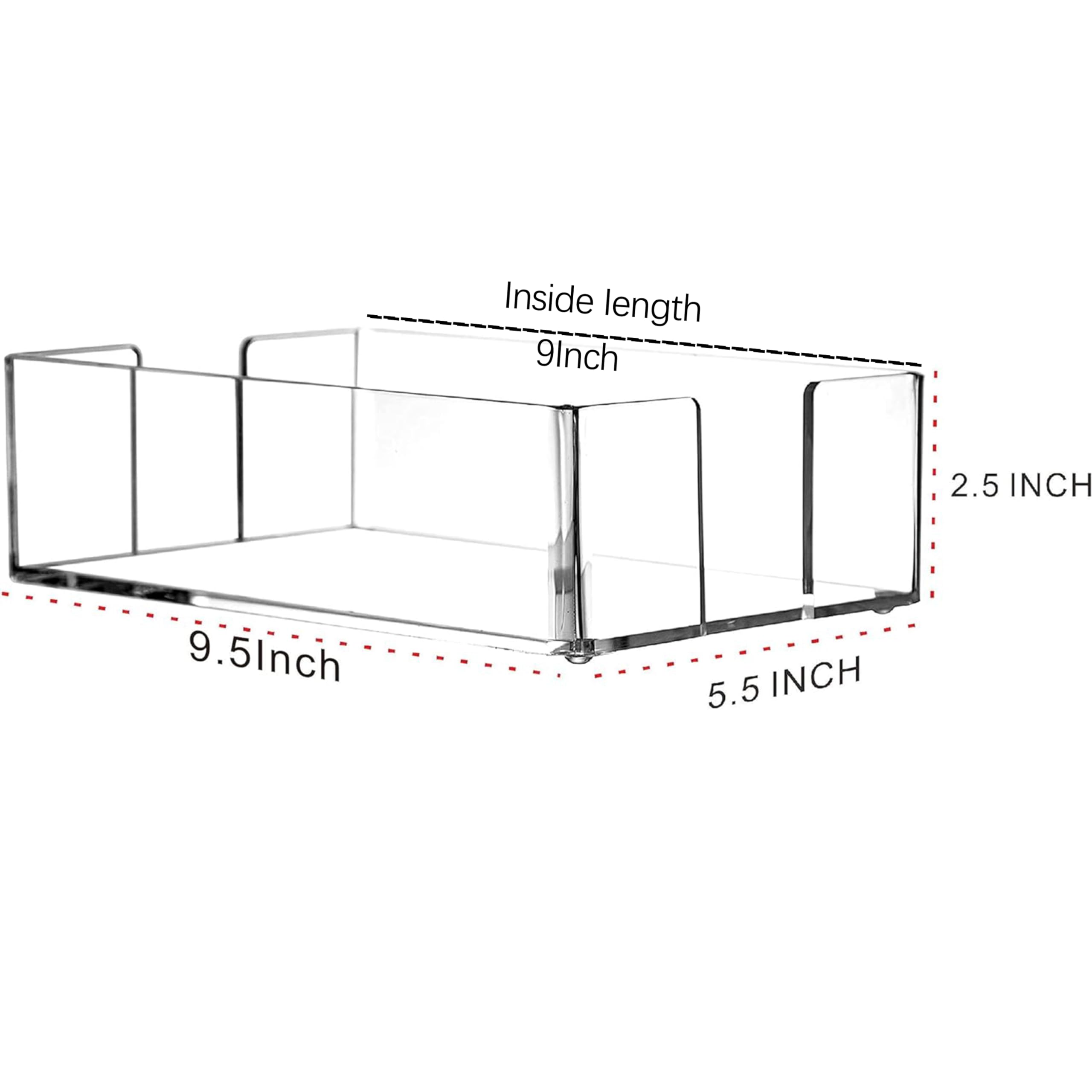 Cq Acrylic Guest Towel Napkin Holder For Table, 9''X 5.5'' Clear Dinner Modern Flat Dinner Napkins Holder In Kitchen Or Dining R