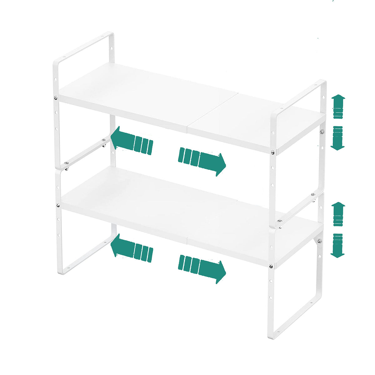 Expandable Cabinet Organizer Shelf, Stackable Kitchen Counter Shelf Heavy Duty Metal Spice Rack Organizer For Cabinet Kitchen Co