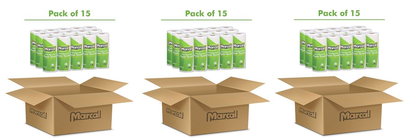 Marcal Perforated Paper Towel Roll, 9 X 11, White, 70 Sheets Per Roll, 15/Carton (Case Of 3)