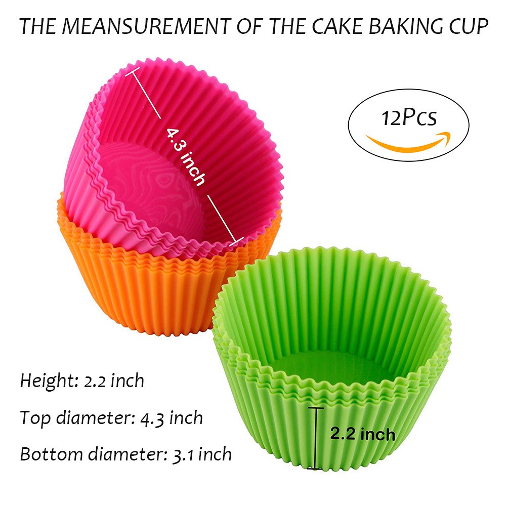 Webake Silicone Baking Cups 4.3 Inch Jumbo Reusable Cupcake Liners, Giant Cupcake Mold Non-Stick Extra Large Muffin Pans Big Cup