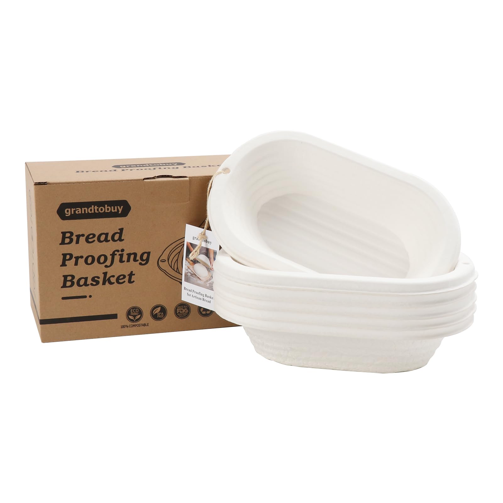 11 Oval Pulp Bread Proofing Basket 6Pack with 30 Liners
