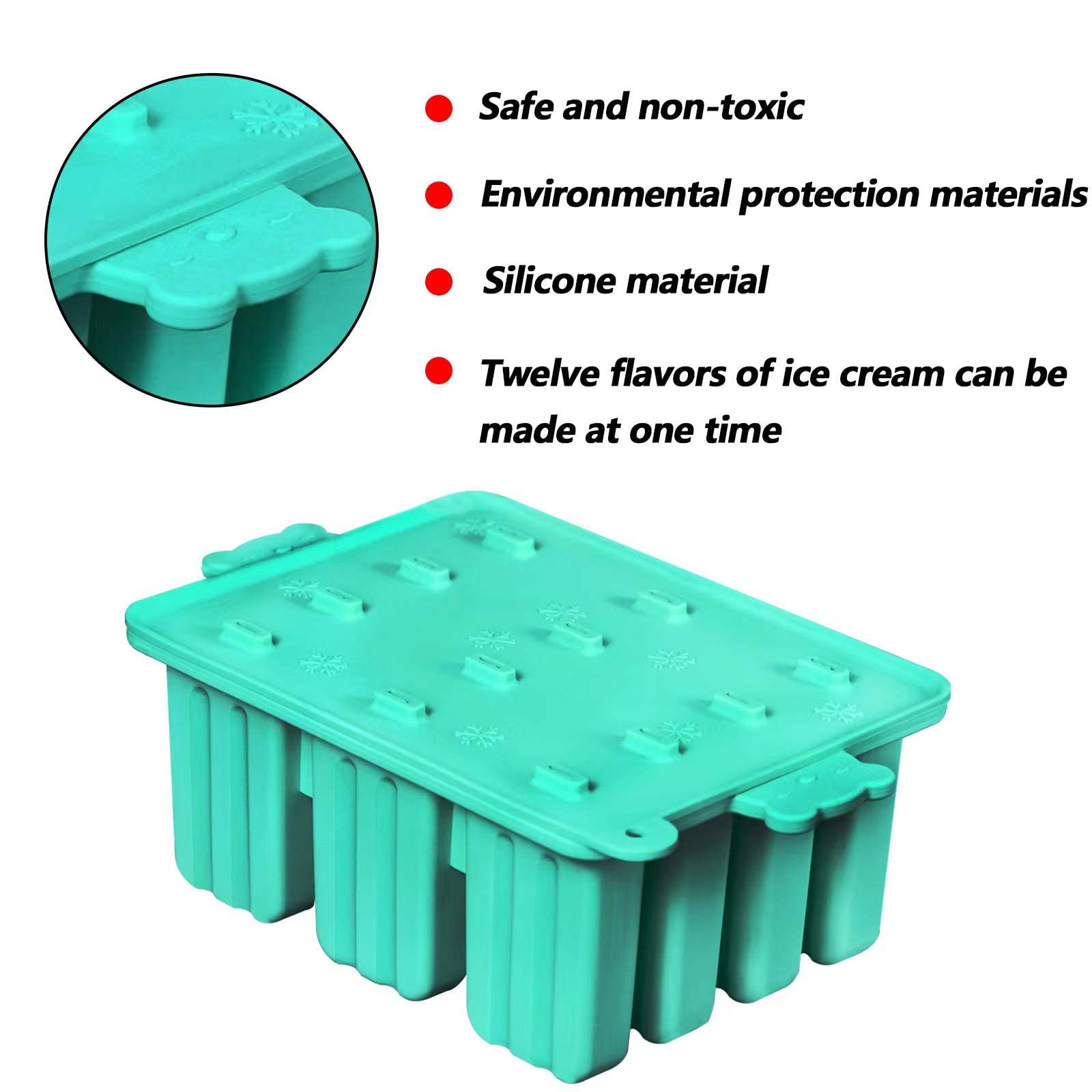 Popsicle Molds, Silicone Ice Pop Mold Food Grade Cakesicles Mold For Ice Cream 50 Popsicle Sticks 50 Popsicle Bag (Blue, 12 Cavi