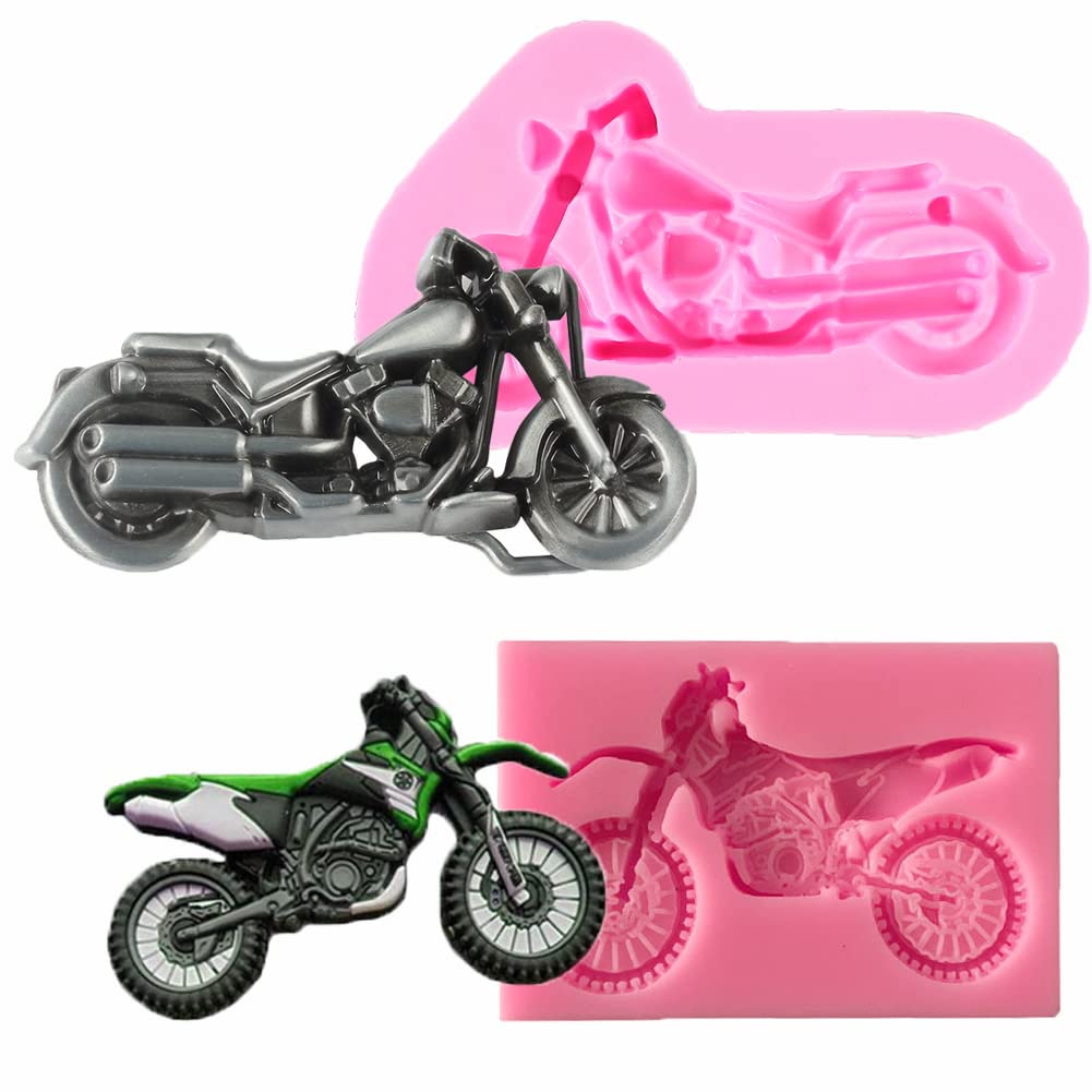 2Pcs Motorcycle Silicone Molds For Diy Fondant Candy Making Chocolate Mold Desserts Ice Cube Gum Clay Biscuit Plaster Resin Cupc