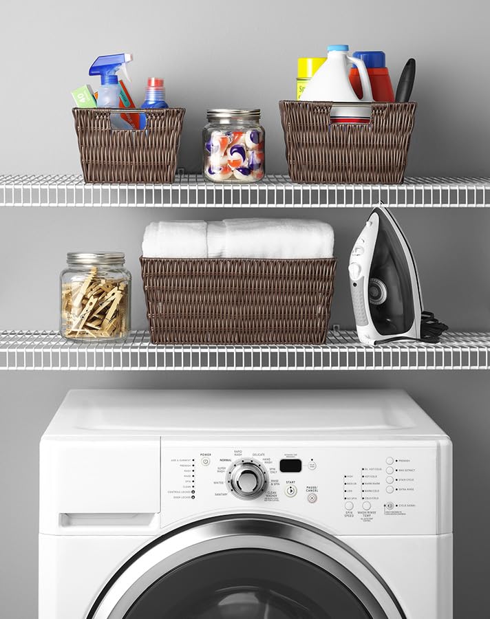 Whitmor Rattique Java Set Of 3 Pieces Storage Baskets -Small (8.5''X11.4''X5.5''), Medium (9.8''X13''X6'') And Large (11.4''X14.
