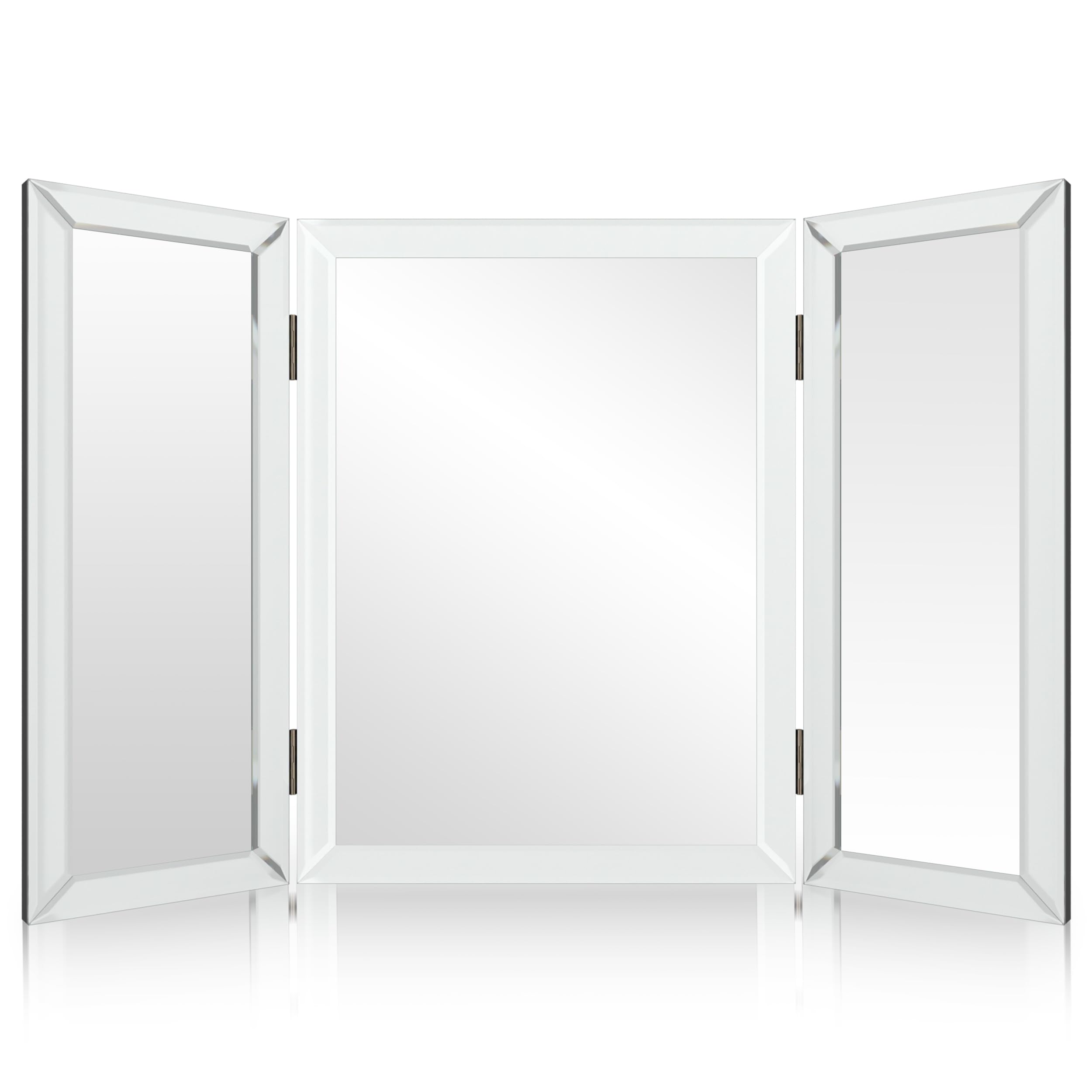 Houseables 3 Way Mirror, Trifold Vanity Mirrors, 21'' X 31'', 360 Degree View, Tri Fold, Triple Sided, 3Way, Table Top, Wall Mou