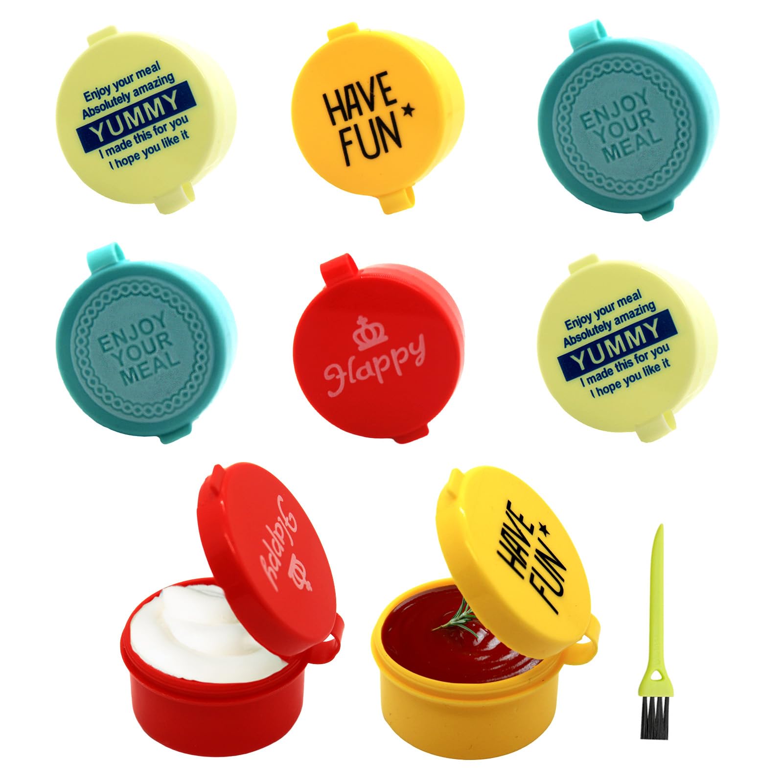 Elykorrne 8 Pack Salad Dressing Container To Go, 0.9Oz Small Sauce Containers, Plastic Condiment Containers With Lids, Reusable