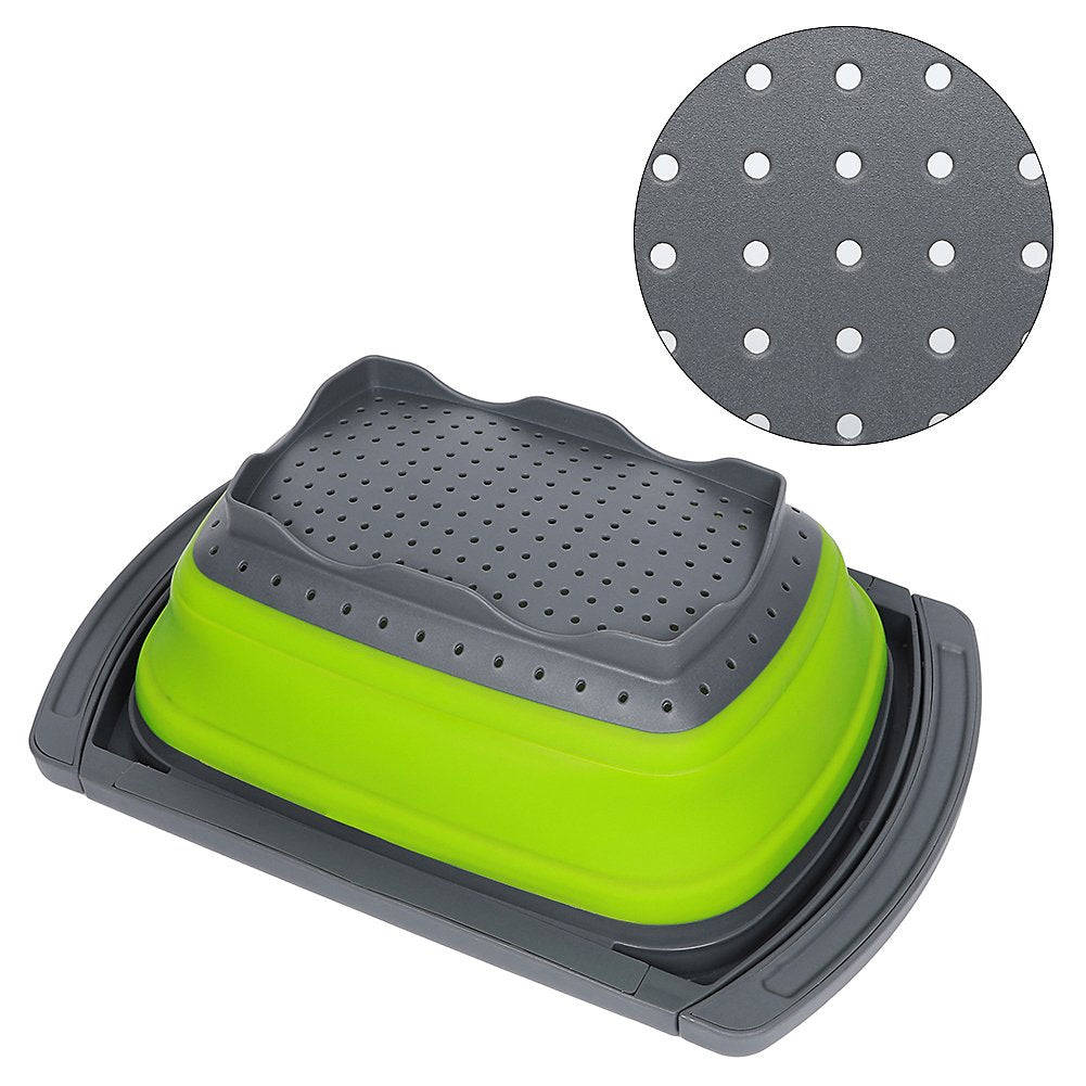 Qimh Colander Collapsible, Colander Strainer Over The Sink Vegetable/Fruit Colanders Strainers (6 Quart) With Extendable Handles