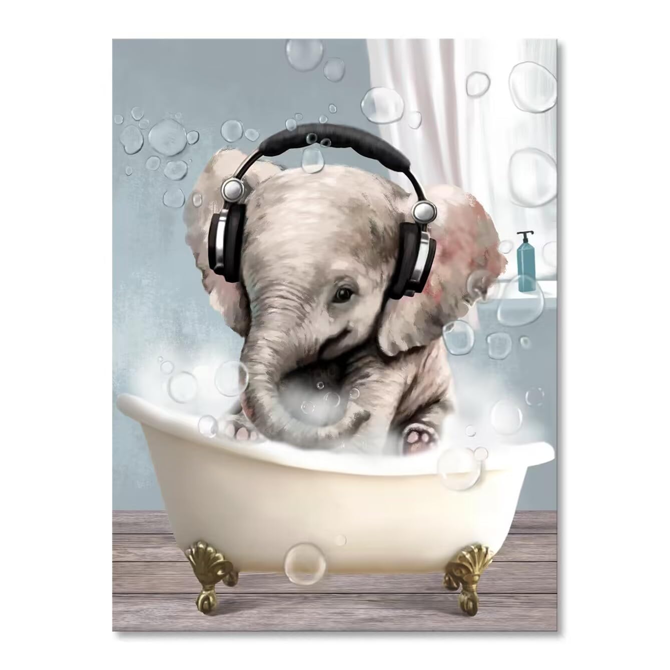 Kids Bathroom Wall Decor Art For Elephant Wall Art Canvas Funny Bathroom Pictures Cute Farmhouse Animal In Bathtub Modern Bath H