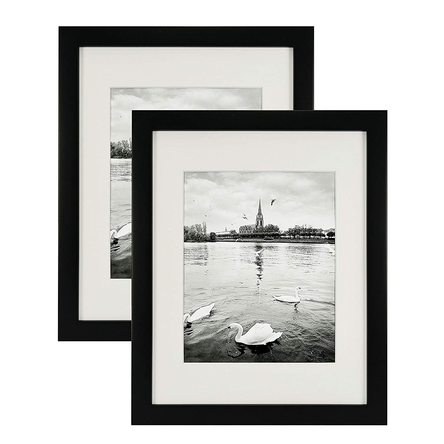 Easygoods Wall Photo Frame Collage For Living Room - Set Of 2, 8X10 Inch Black Picture Frames With Mat And Back Stand, Home & Wa