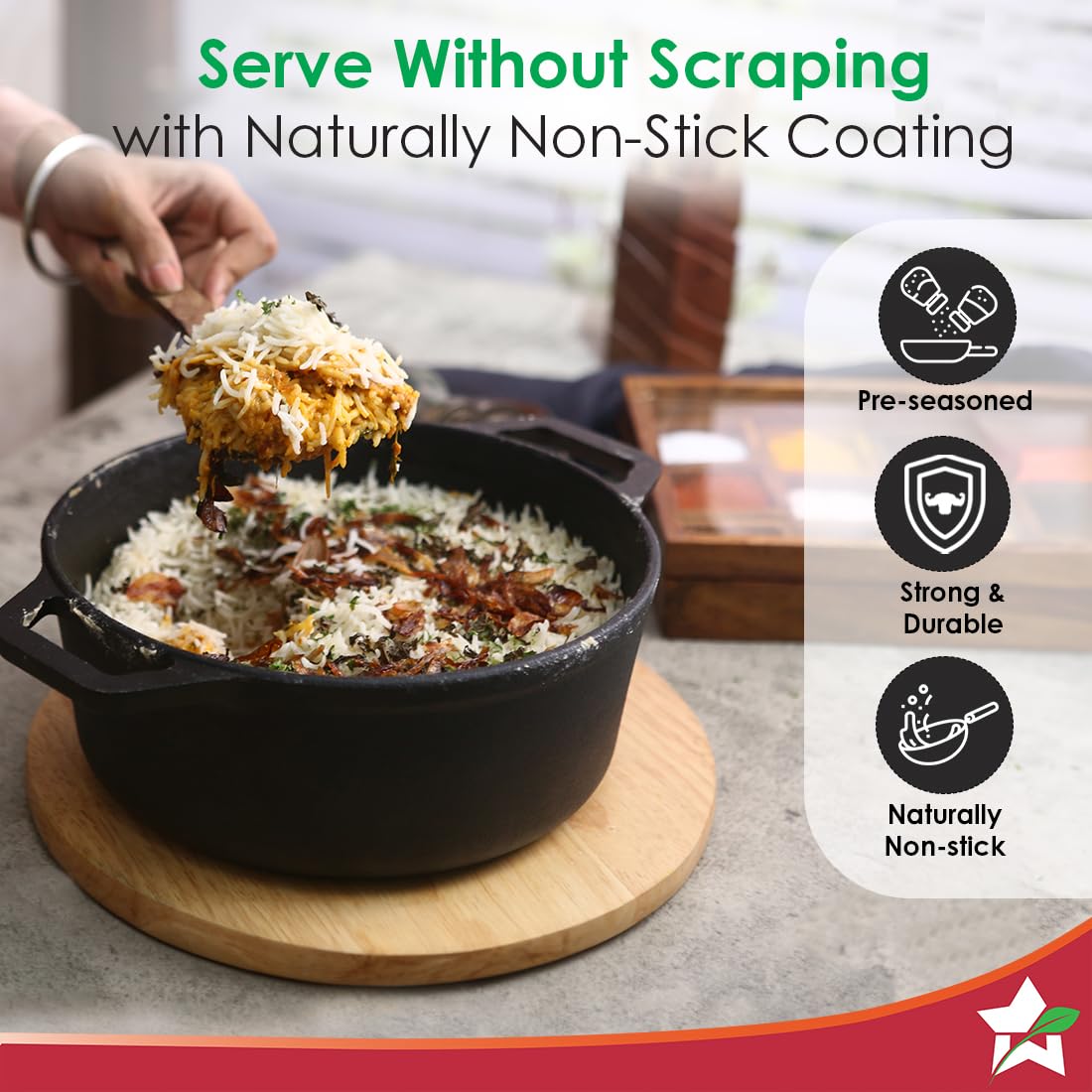 Wonderchef Forza Cast Iron Casserole 25Cm With Lid