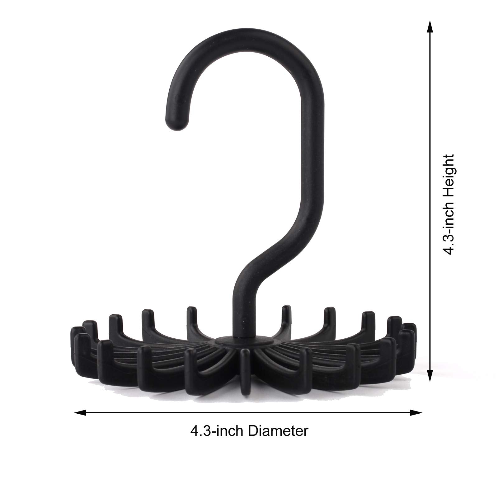 Z Zicome 3 Pack Twirl Ties Rack Closet Organizer Tie Hanger Hook Headband Holder (Black)