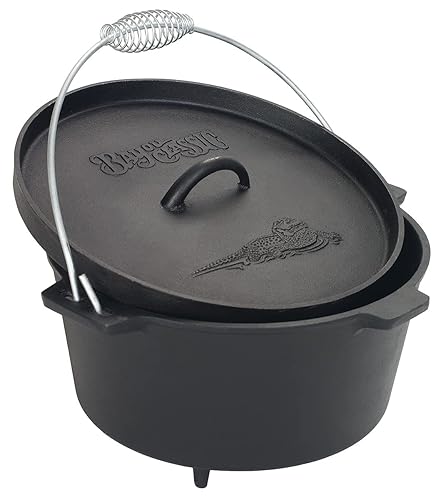 Bayou Classic 7360 Cast Iron Dutch Oven With Feet, 8.5 Quart