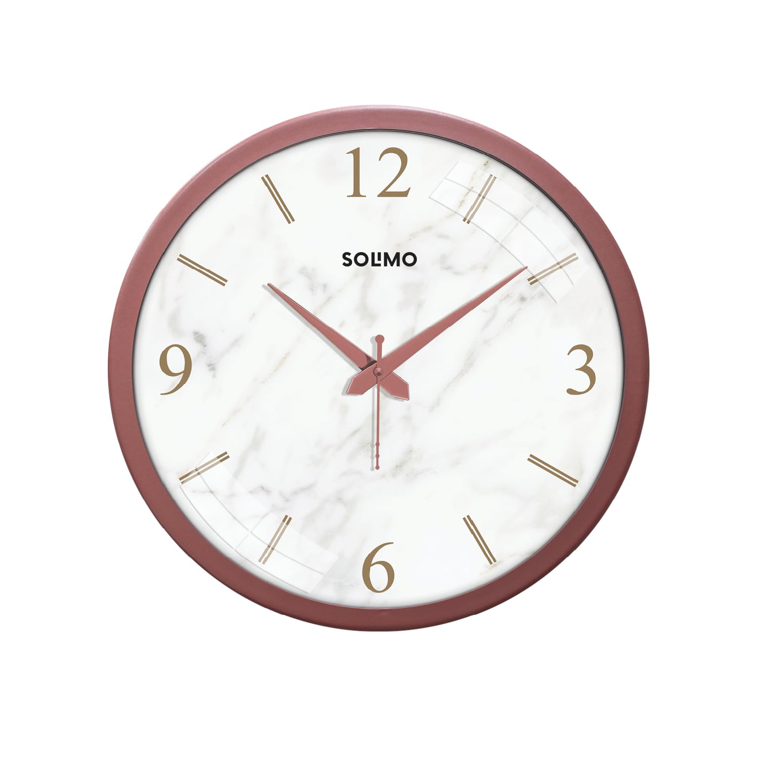 Amazon Brand - Solimo 12-Inch Marble Dial Classic Plastic Analog Wall Clock (Silent Movement, Copper Color Frame)