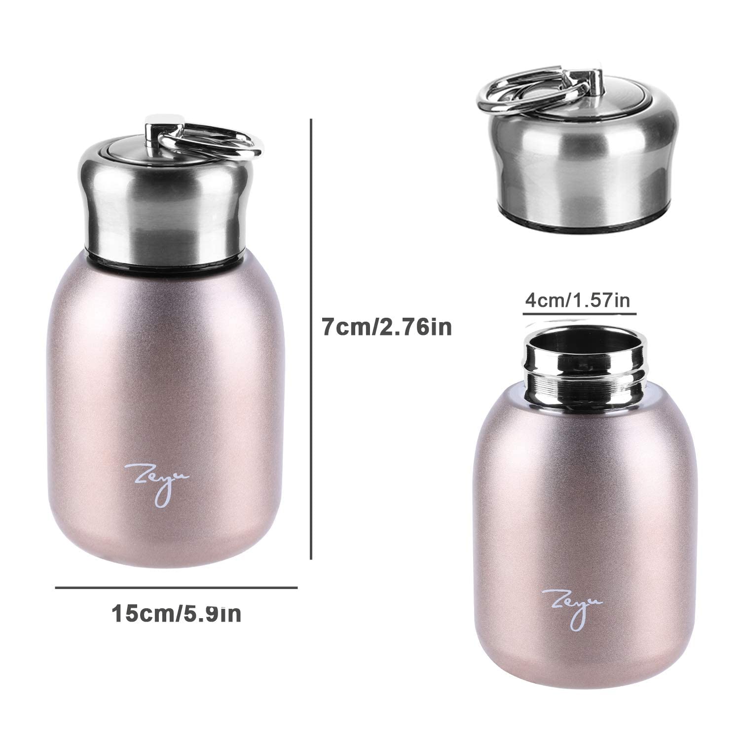 Mini Thermal Mug, 10Oz/300Ml Mini Thermos Mug Leak Proof Vacuum Flasks Travel Thermos Cup Portable Stainless Steel Drink Water B