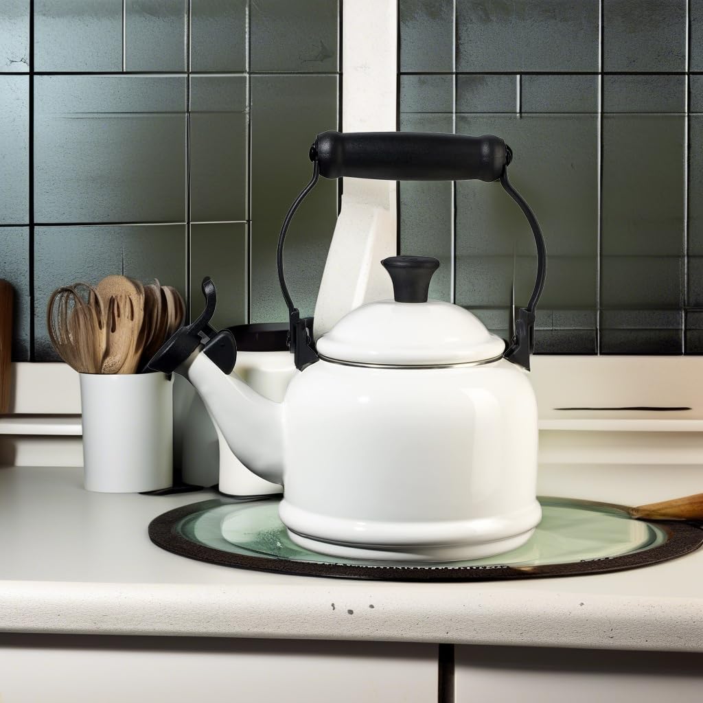 Le Creuset Enamel On Steel Demi Tea Kettle, 1.25 Qt., White