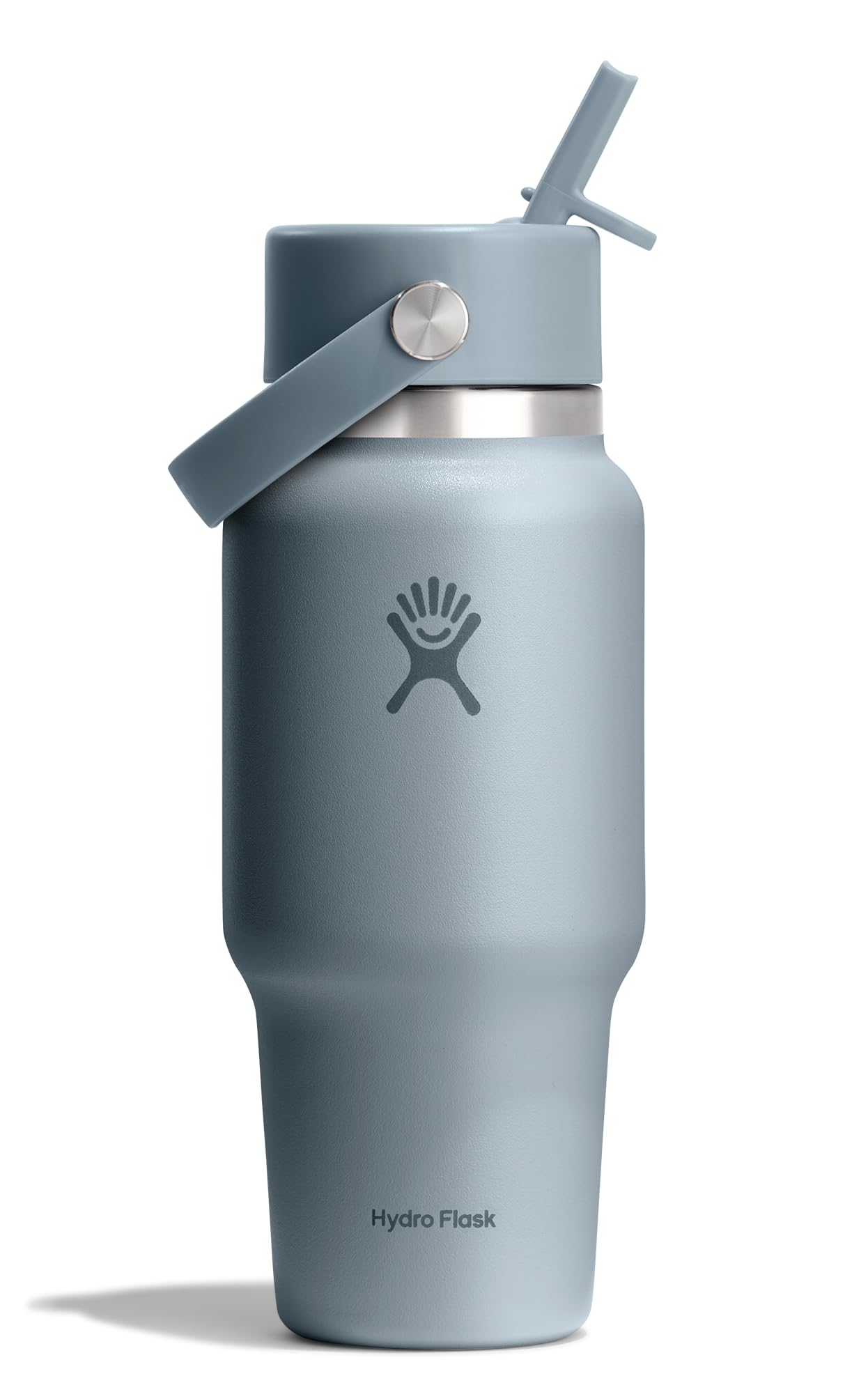 Hydro Flask Travel Water Bottle - Insulated Stainless Steel - Wide Straw Lid, Non Spill, Leakproof in 24 Oz Shale Gray
