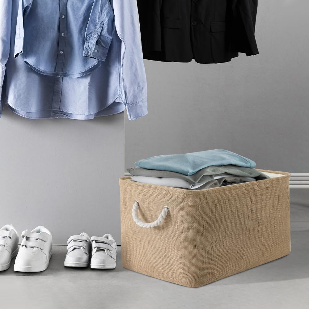 Sacyic Organization And Storage Basket For Organizing - 17X15X12 Inch 2 Pack Collapsible Baskets For Shelves, Fabric Storage Cub