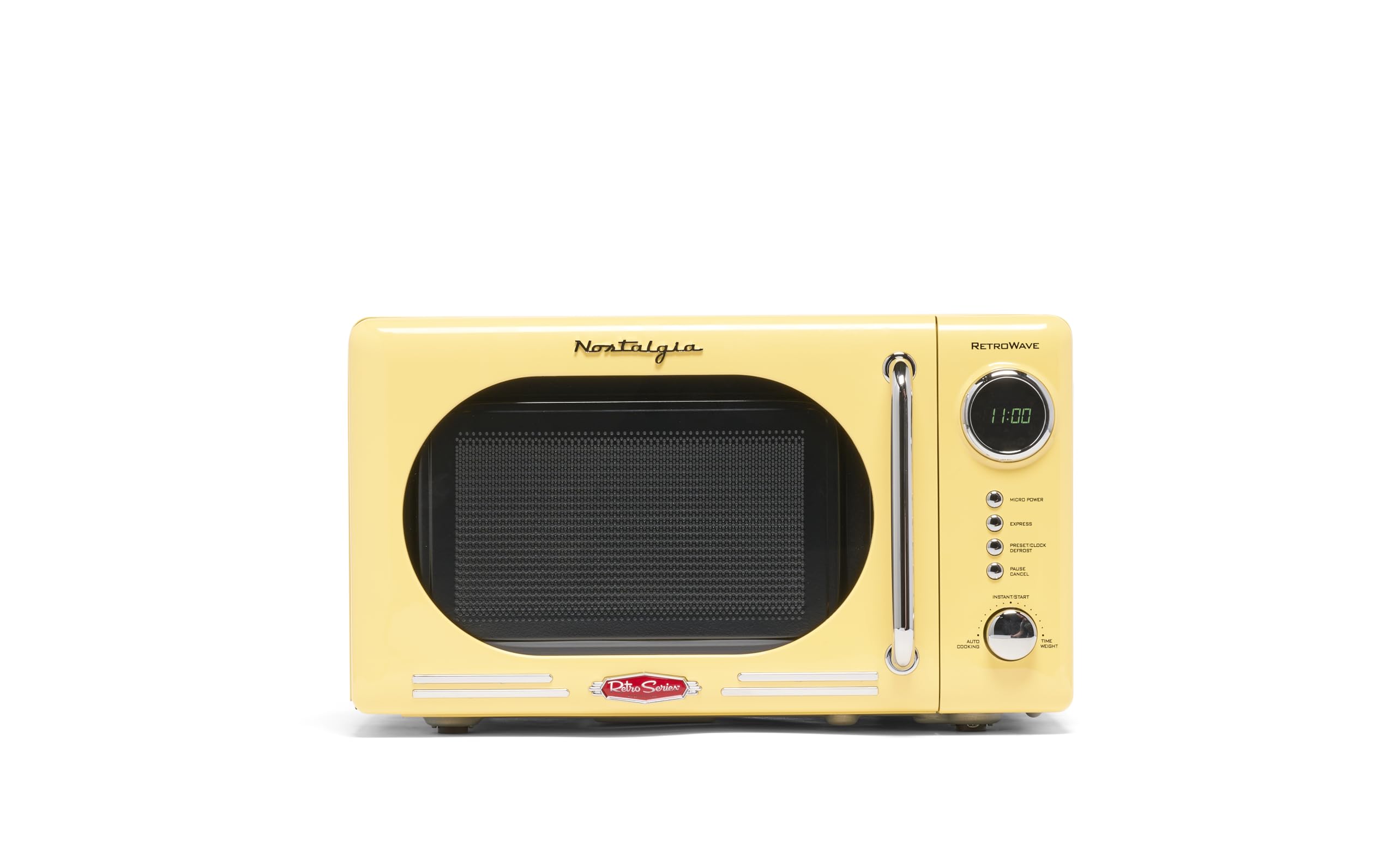 Nostalgia Nrmo7Yw6A Retro Compact Countertop Microwave Oven, 0.7 Cu. Ft. 700-Watts With Led Digital Display, Child Lock, Easy Cl