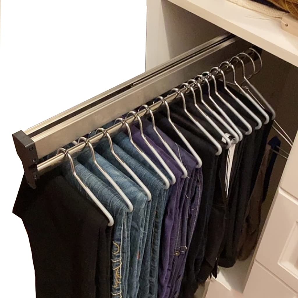 FKhanger Closet Clothes Hanger Rail,Pull-Out Closet Rod 30-60cm,Wardrobe Clothing Rail,Closet Organizer Rack for Pants and Coat 