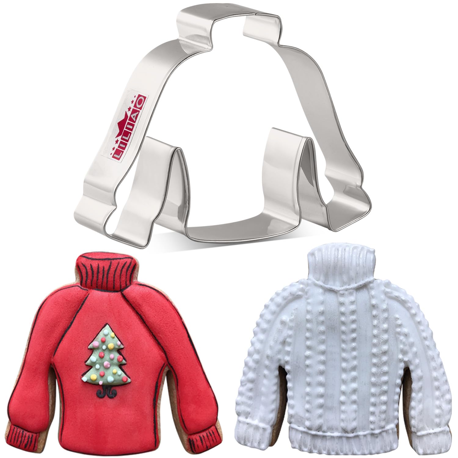 Liliao Christmas Winter Ugly Sweater Cookie Cutter - 4.2 X 3.2 Inches - Stainless Steel