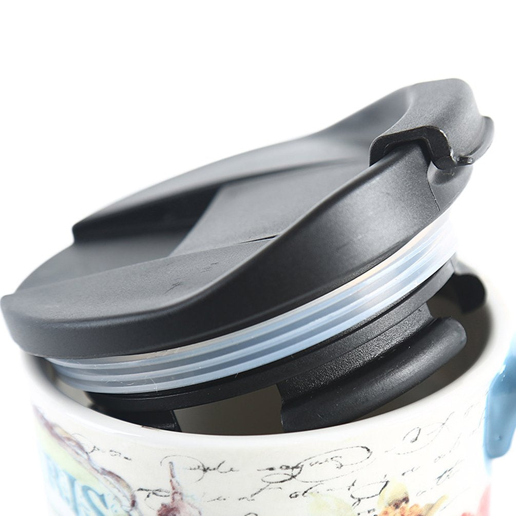 Topadorn 17 Oz. Ceramic Travel Mugs And Coffee Cup With Sealed Lid And Color Box