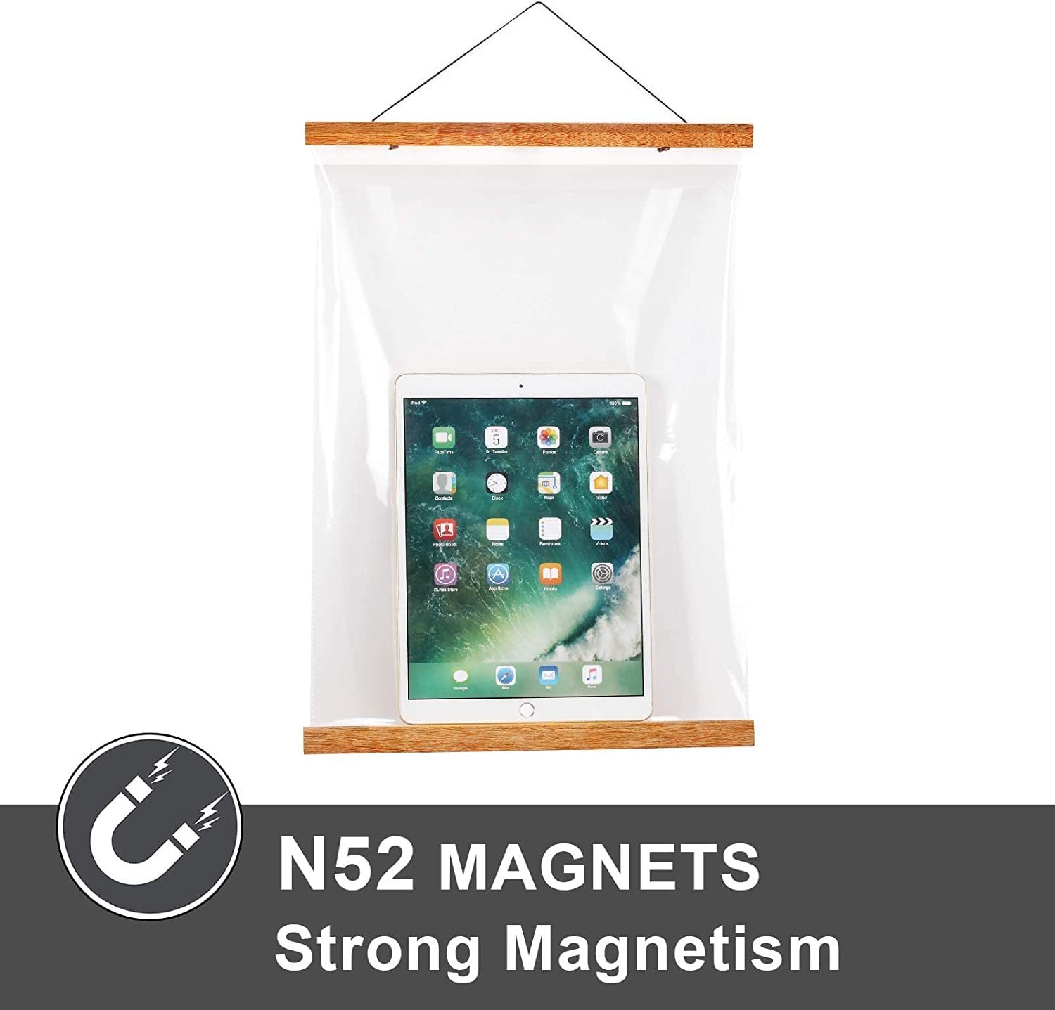 WITCOLOR 32'' Wide Magnetic Poster Hanger Frame - 32x24 32x45 32x40 Wooden Poster Frame  Solid Teak Wood  Strong Magnets for Easy Hanging Posters Maps Pictures Canvas Scrolls Print Wall Art