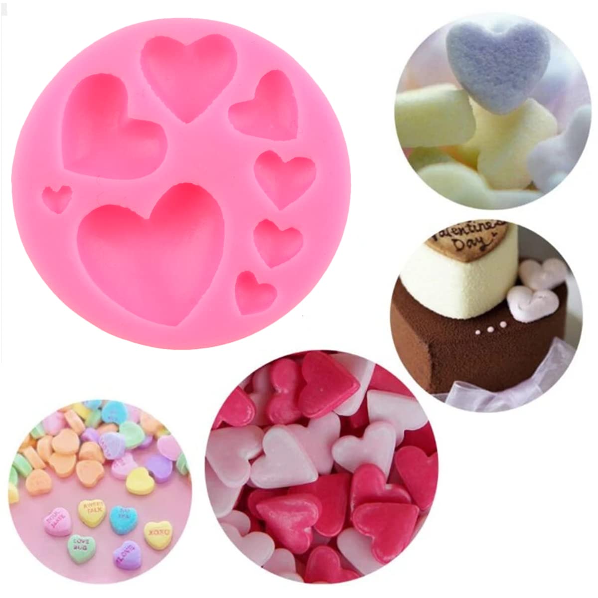 2 Pcs Heart Silicone Molds, Different Sizes Heart Chocolate Mold Heart Shape Candy Molds For Cookie Decor, Pastry, Cake, Chocola