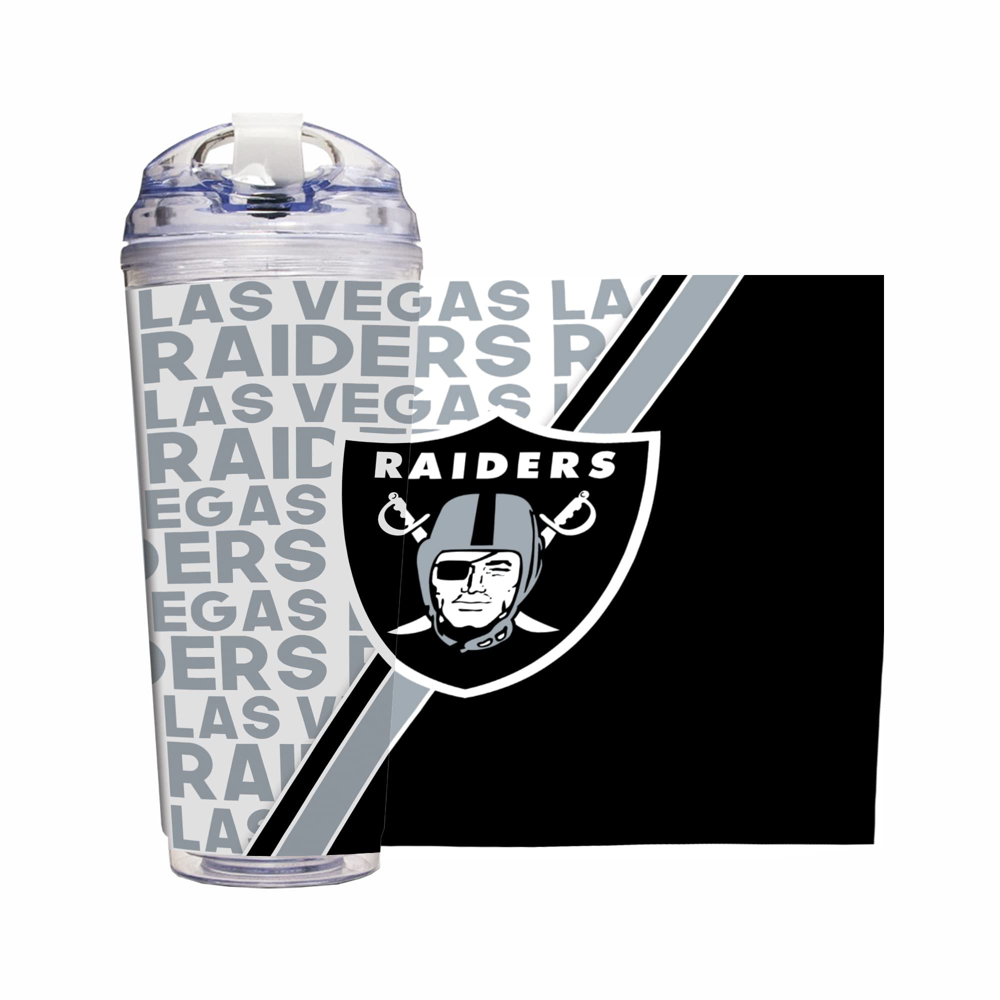 Rico Industries NFL Football Las Vegas Raiders 24oz Acrylic Tumbler with Hinged Lid