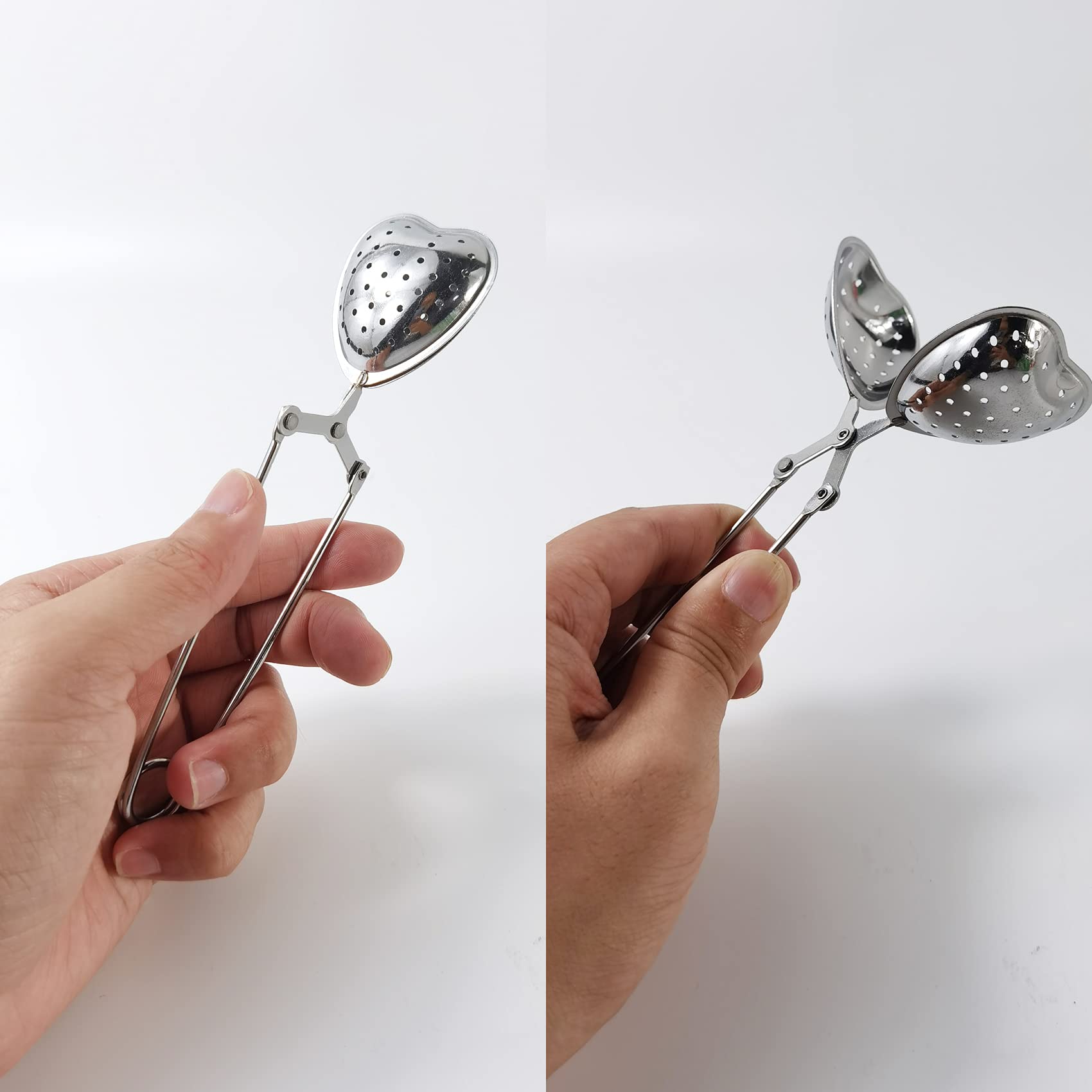 Royhoo10Pcs Stainless Steel Tea Filters Loose Leaf Tea Infuser Strainers Reusable Interval Diffuser Heart-Shaped Tea Partition S
