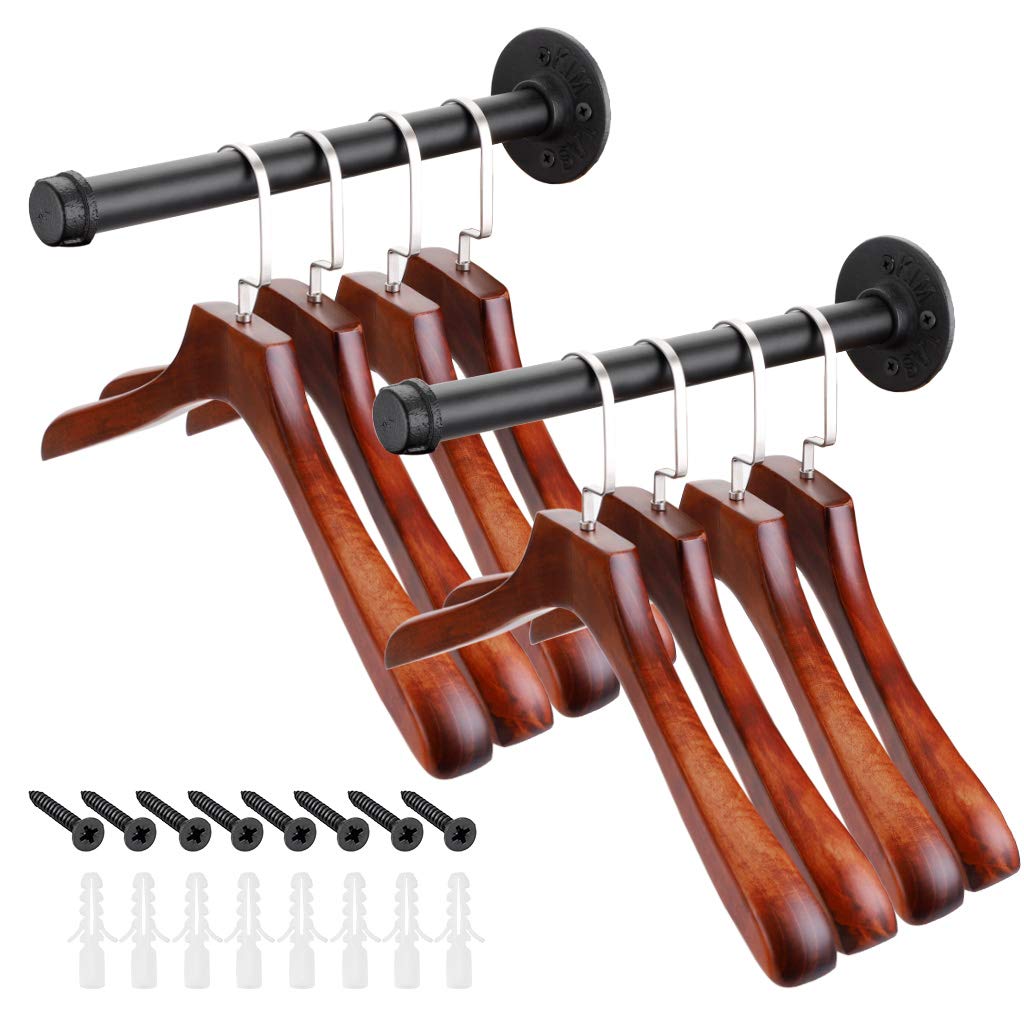Sumnacon 2 Pcs 12 Inch Industrial Pipe Clothes Bar - Heavy Duty Rustic Metal Coat Hanger With Screws, Wall-Mounted Garment Holde