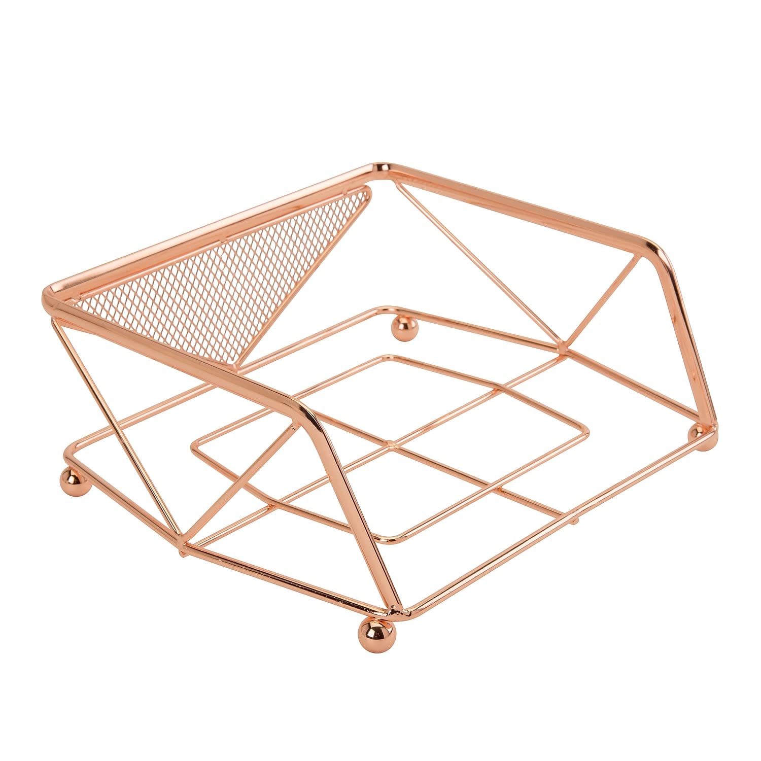 Kitchen Details Geode Free Standing Napkin Holder  Dimensions: 8. 25''x 7''x 3. 25''  Geometric Design  Freestanding  Rust Resistant  Kitchen Accessories  Chrome  Medium  Copper