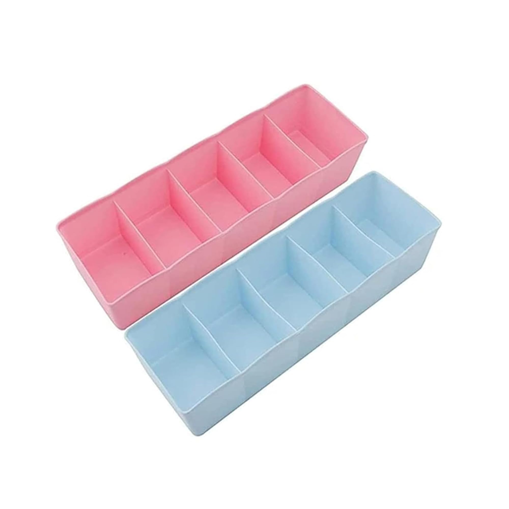Sulfar 5Compartment Drawer Organizer Boxes (Pack Of 2) | Socks, Underwear, Handkerchief Storage | Foldable Closet & Dresser Org