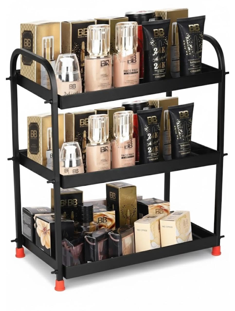 Vk15 Collection 3 Tier Kitchen Rack Counter Shelf Organizer | Metal Storage Rack With Handles | Multipurpose Spice Rack, Bottle 
