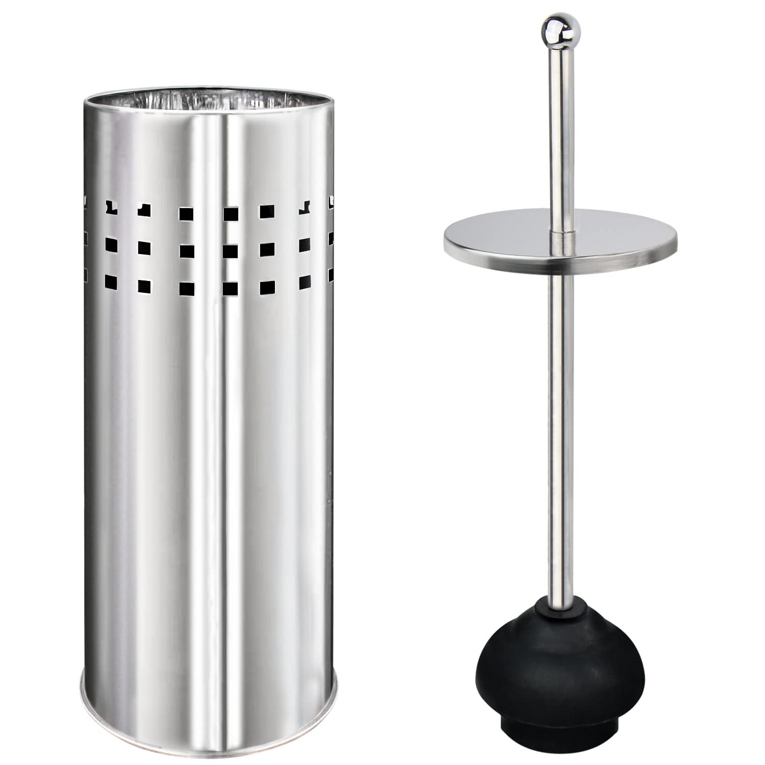 Blue Donuts Toilet Plunger With Holder For Bathroom, Multi Drain Suitable Also For Bathtubs, Quick Dry (Chrome)