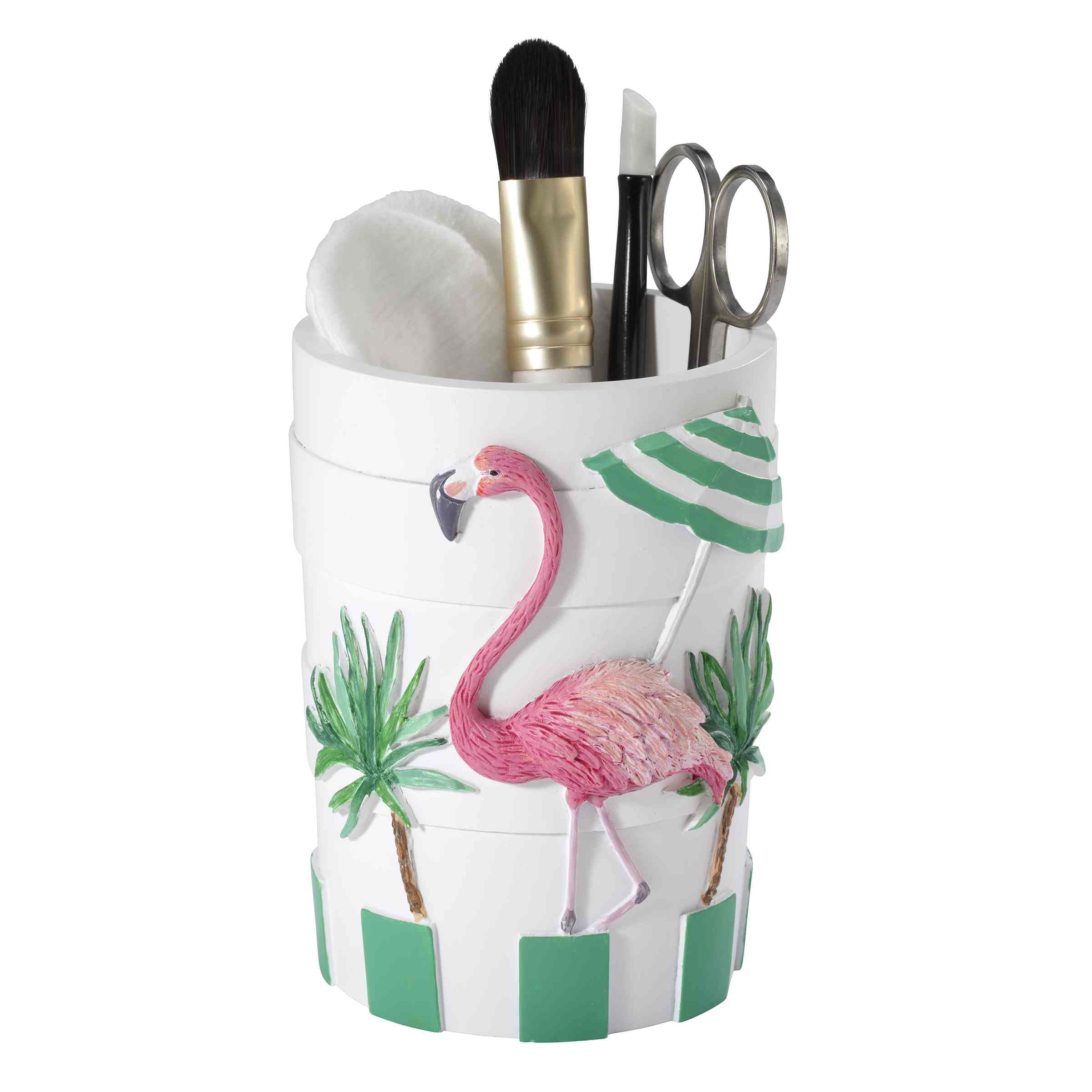 Avanti Linens - Bathroom Accessory Set, 4-Piece Countertop Accessories Including Tumbler & Soap Dish, Tropical Bath Decor (Flami