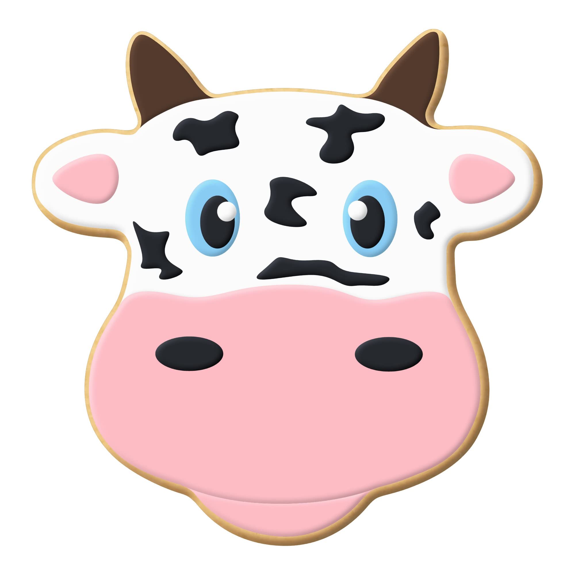Cow Face Cookie Cutter - Made In The Usa - Foose Cookie Cutters Tin Plated Steel Cow Face Cookie Mold (4.25 Inch)
