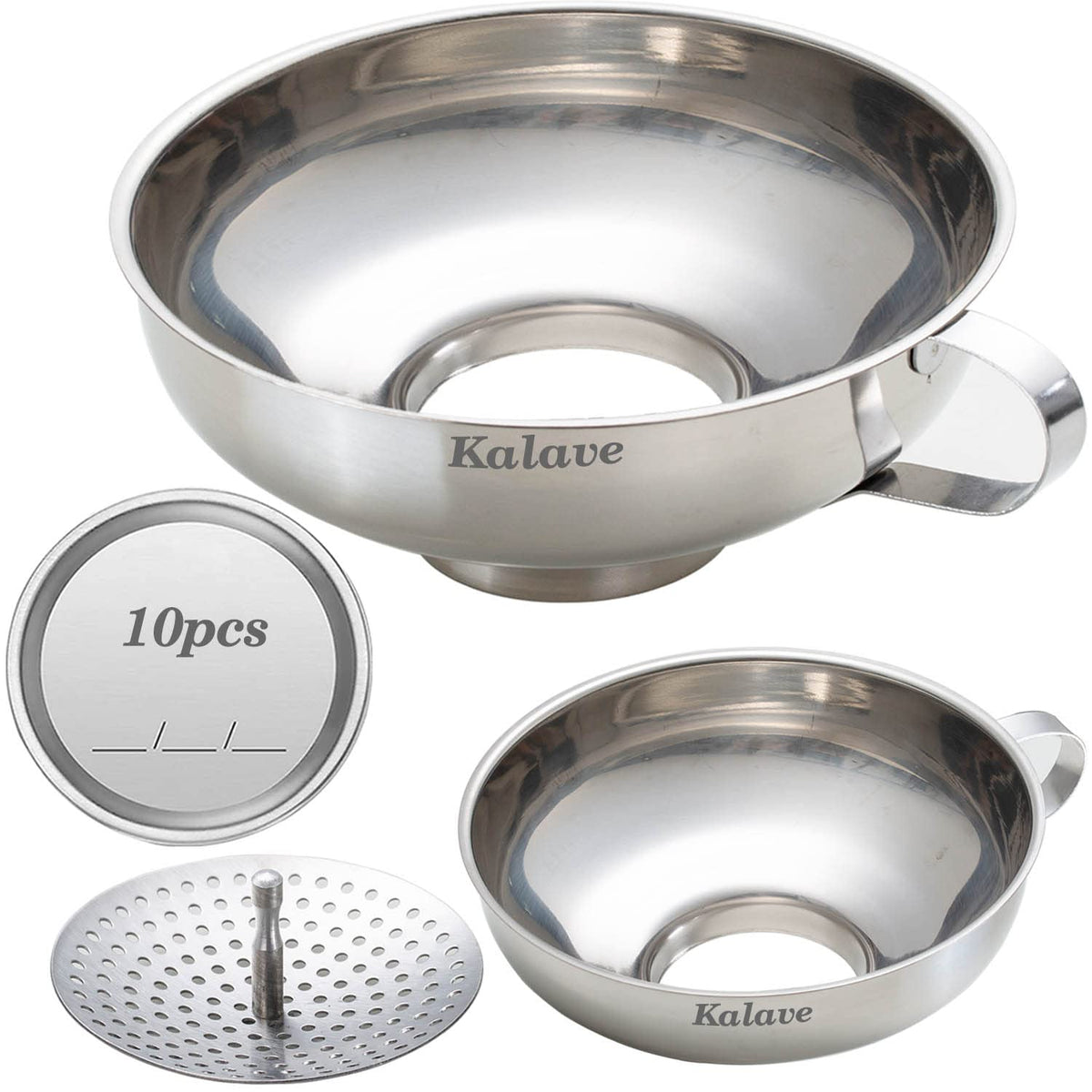 Kalave Canning Funnel, Food Grade Stainless Steel Canning Funnels With Strainer, Wide Mouth Funnels For Kitchen Use, Canning Sup