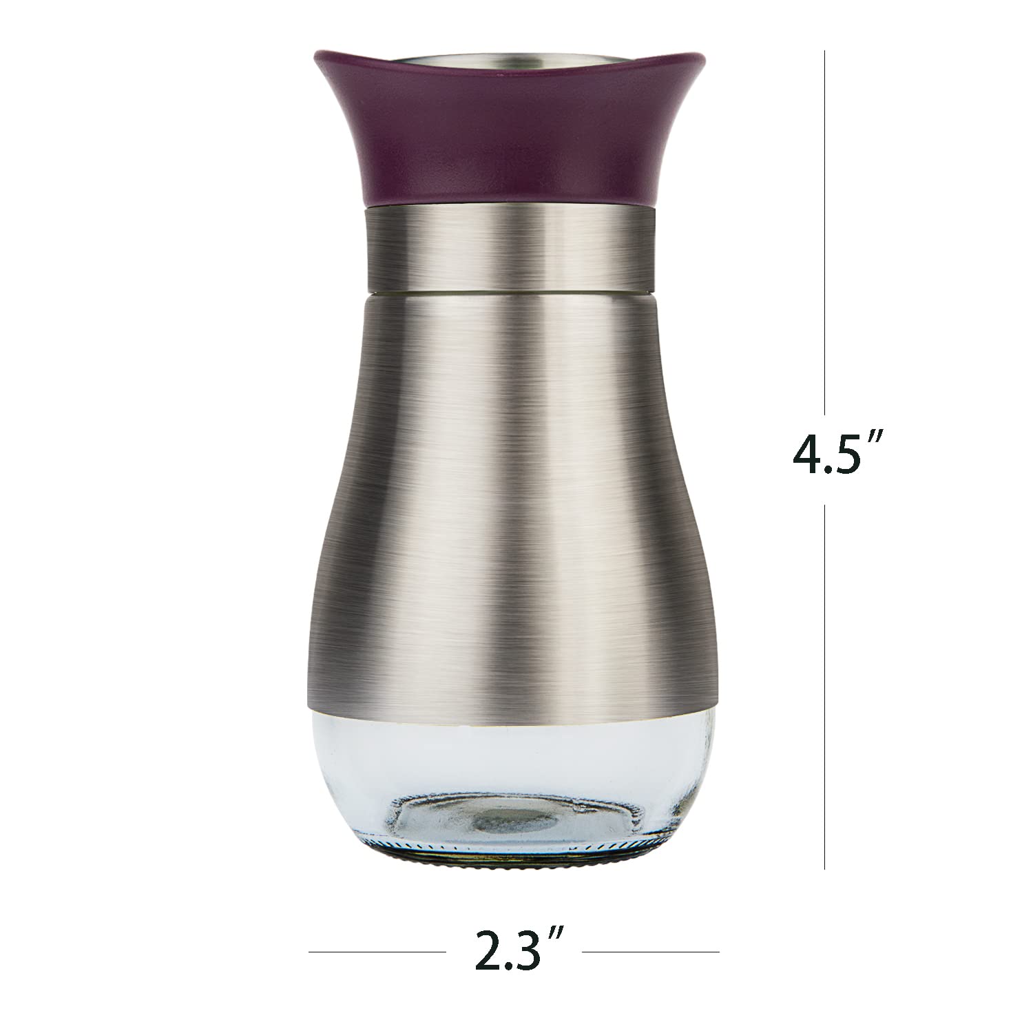 Evelyne Salt Pepper Seasoning Glass Shaker With Stainless Steel Cover 2 Pcs Pack Set (Purple)