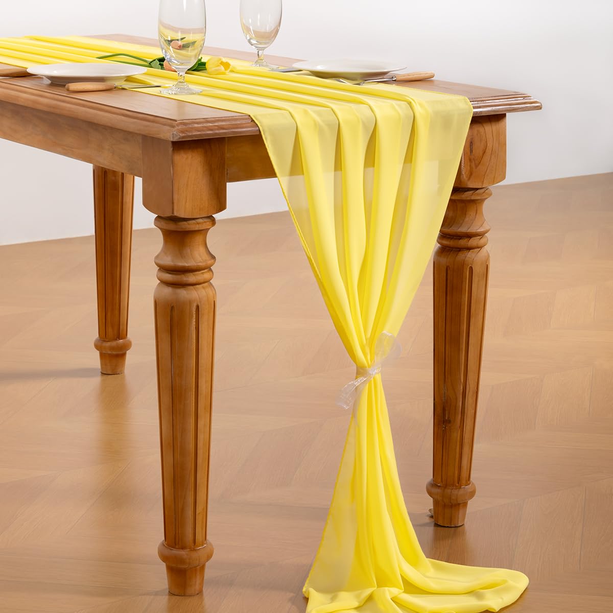Socomi Yellow Table Runner Fall Thanksgiving Boho Rustic 10ft 29x120 Inches Wedding Chiffon Table Runner Sheer Bridal Shower Dec