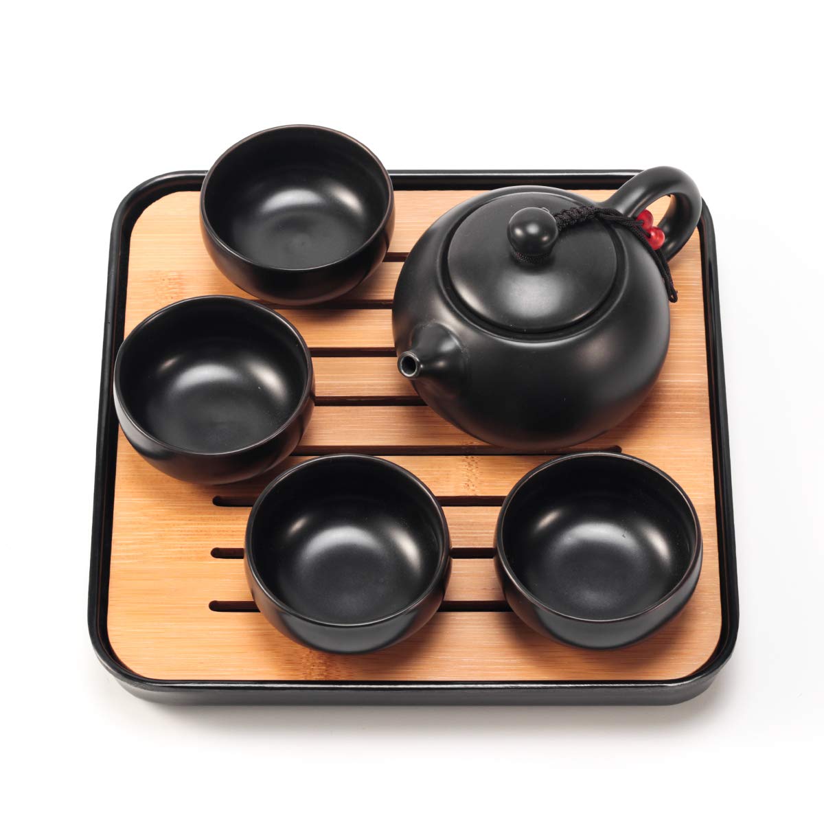 Lyty Chinese Tea Pot Cup Set With Tray Infuser - Travel Ceramic Tea Set Porcelain Teapot, Portable All In One Bag For Outdoor Pi