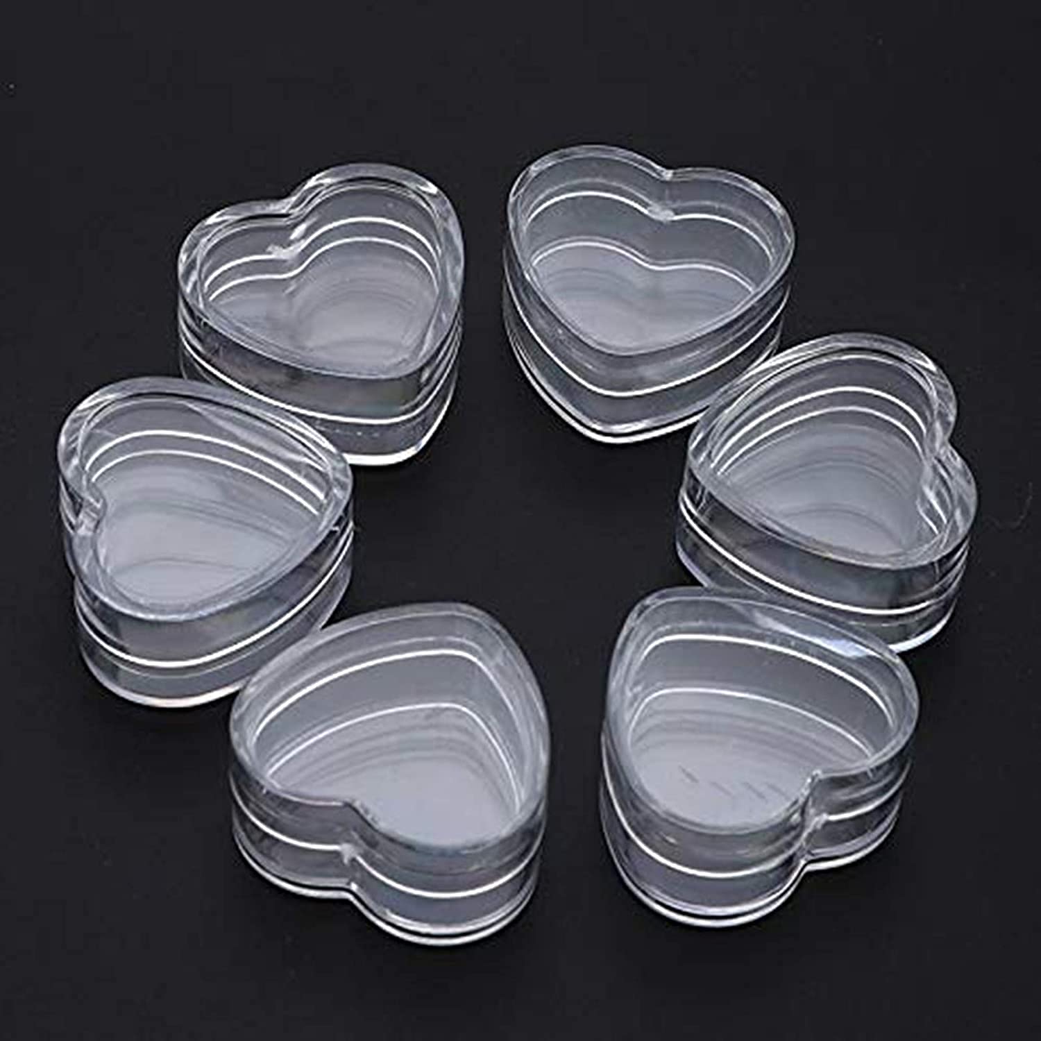 48 New, Empty, Clear, 5 Gram Plastic Heart Shape Pot Jars, Cosmetic Containers-Bh000393