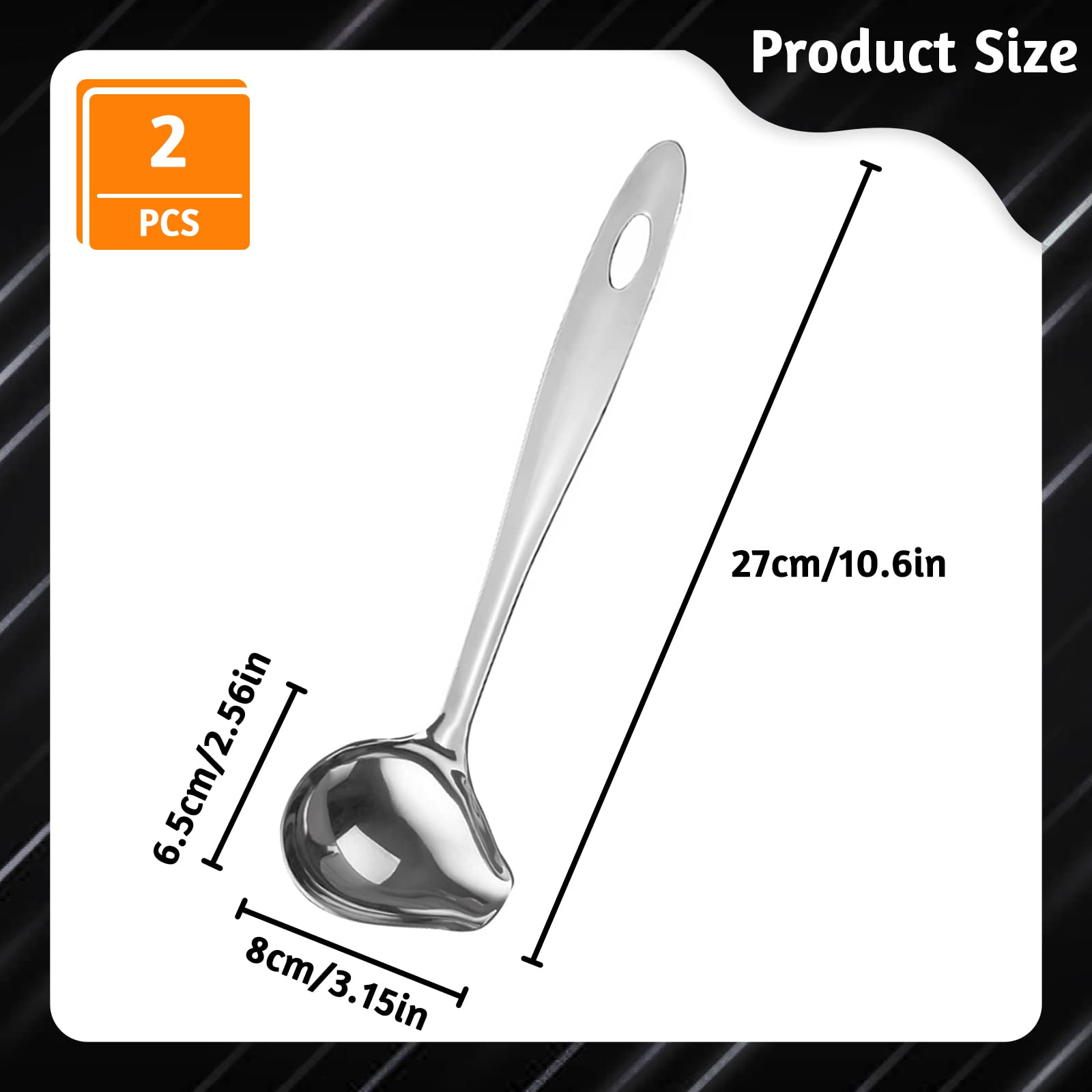 2 PCS Gravy Ladle with Pour Spout  10.6 inch Long Handle Sauce Ladle  Stainless Steel Saucier Drizzle Spoon for Spooning Gravies Sauces Dressings Kitchen Utensil