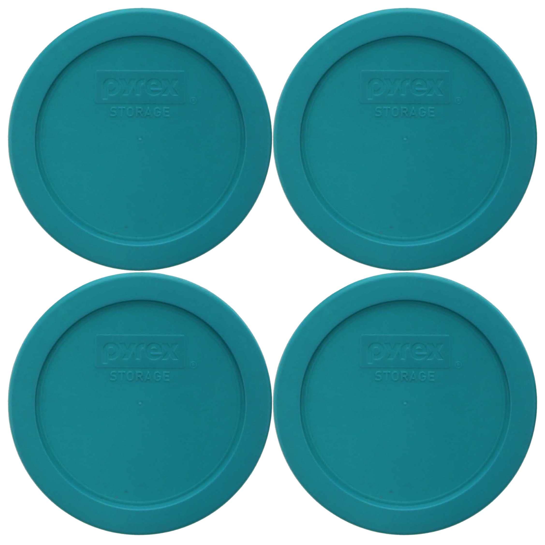 Pyrex 7201-PC 4-Cup Turquoise Plastic Replacement Food Storage Original Genuine Pyrex Lid, Made in USA - 4 Pack